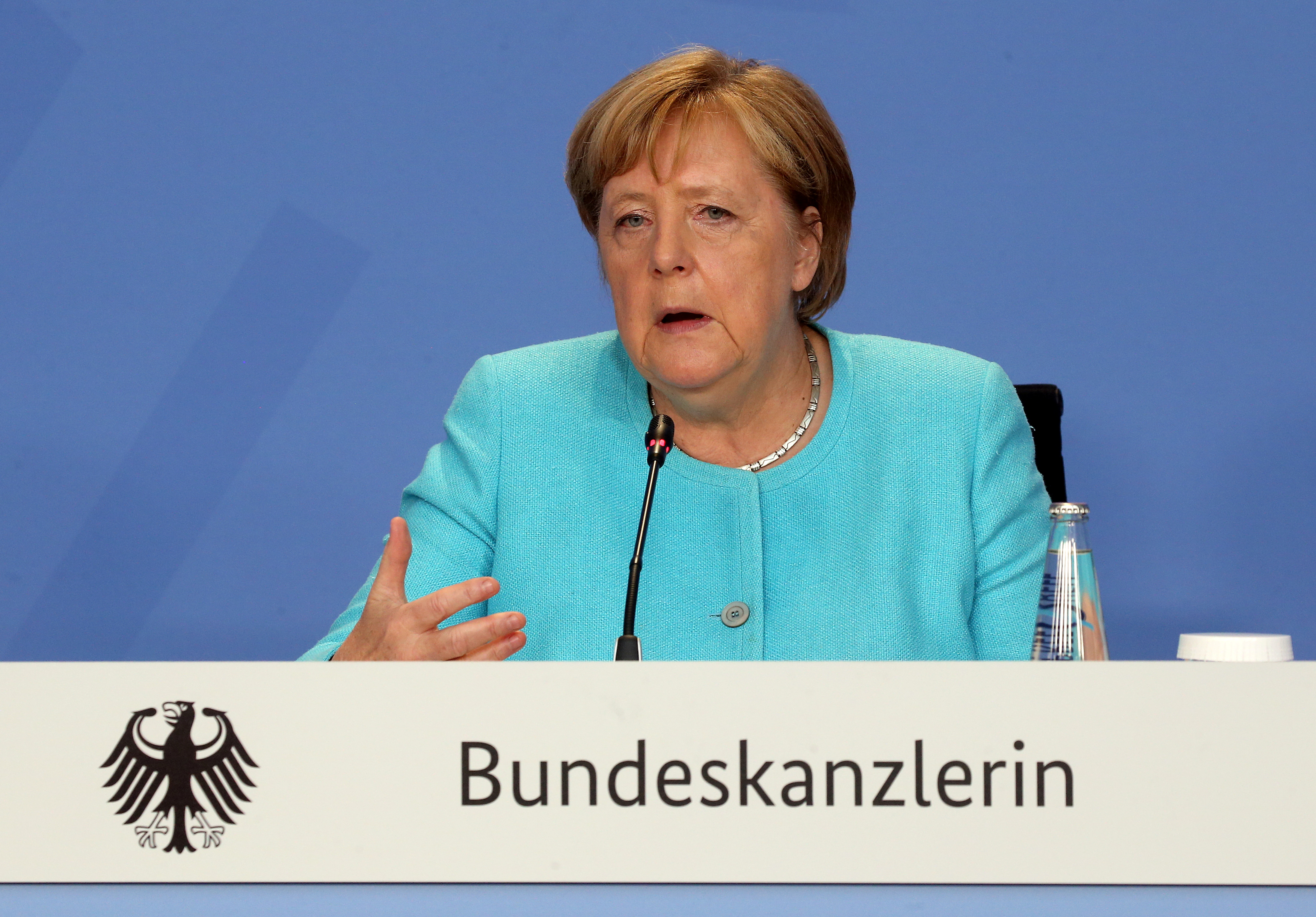 German Chancellor Merkel attends a news conference