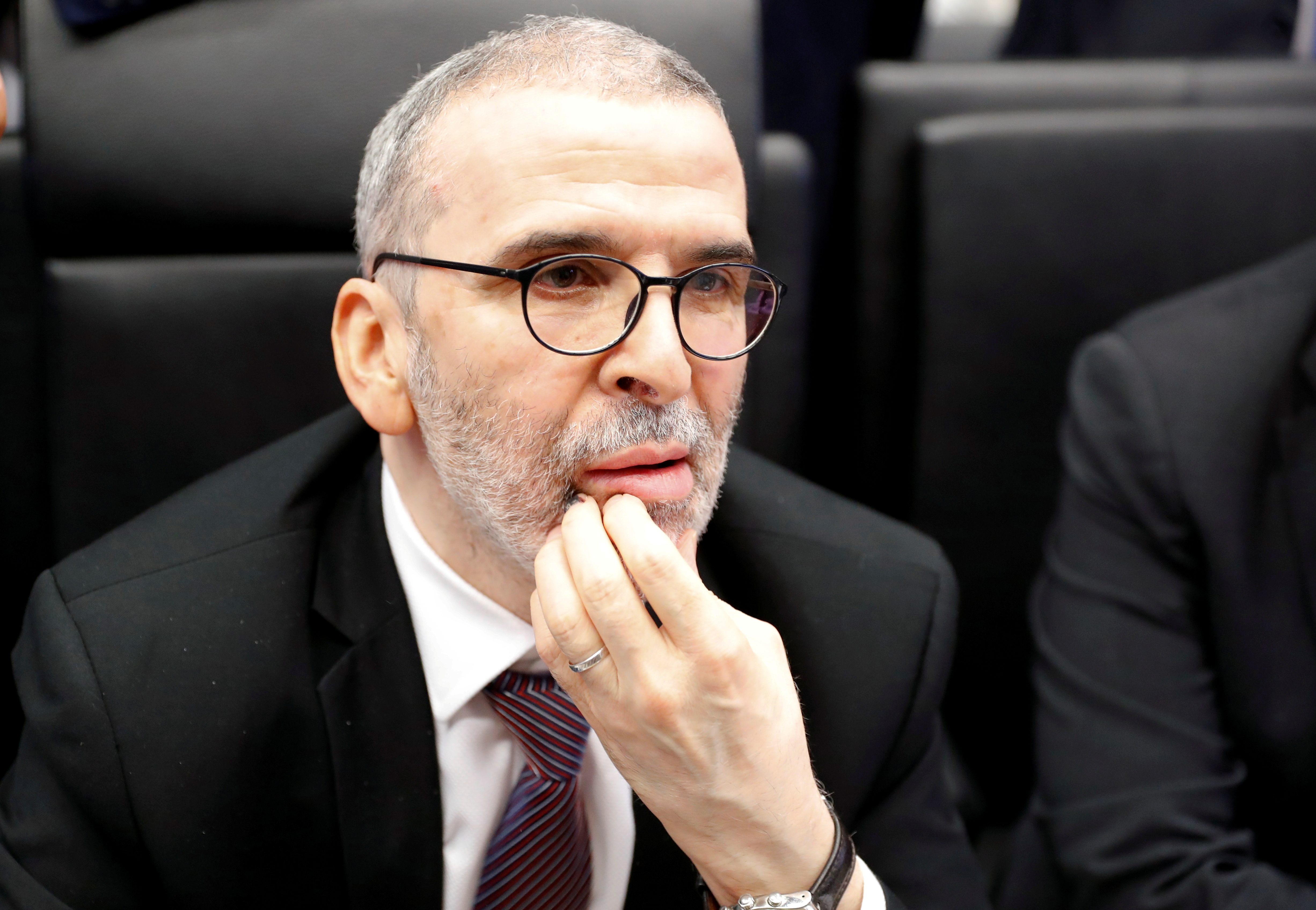 Chairman of Libya's state oil firm National Oil Corporation (NOC) Mustafa Sanalla talks to journalists at the beginning of an OPEC meeting in Vienna, Austria, July 1, 2019.  REUTERS/Leonhard Foeger/File Photo