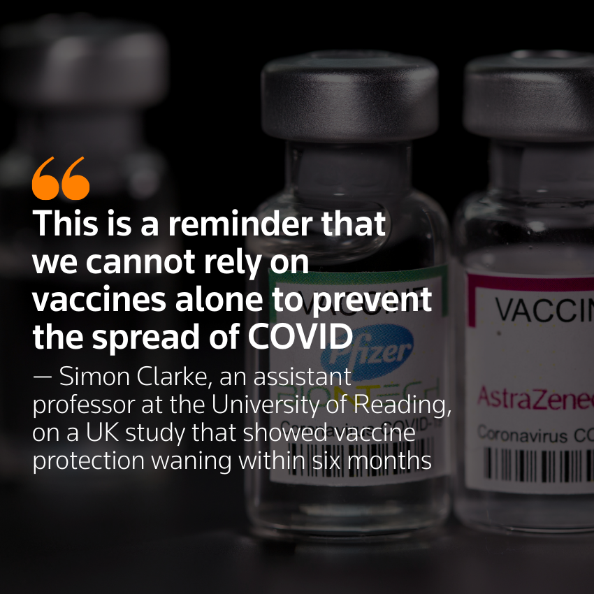 La protección de la vacuna COVID disminuye en seis meses: investigadores del Reino Unido