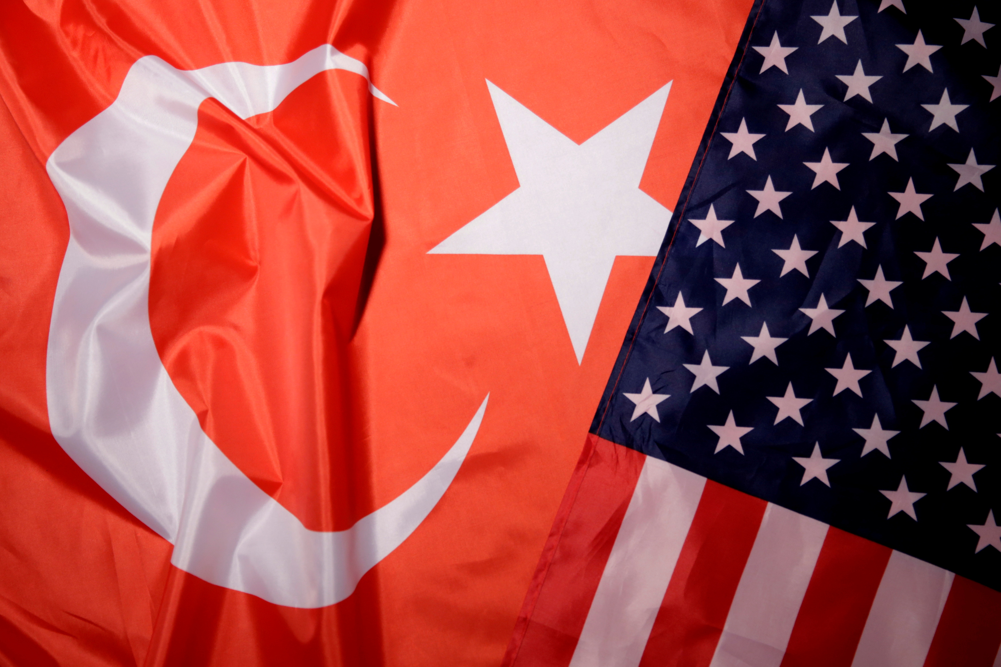Turkey and U.S. flags are seen in this picture illustration