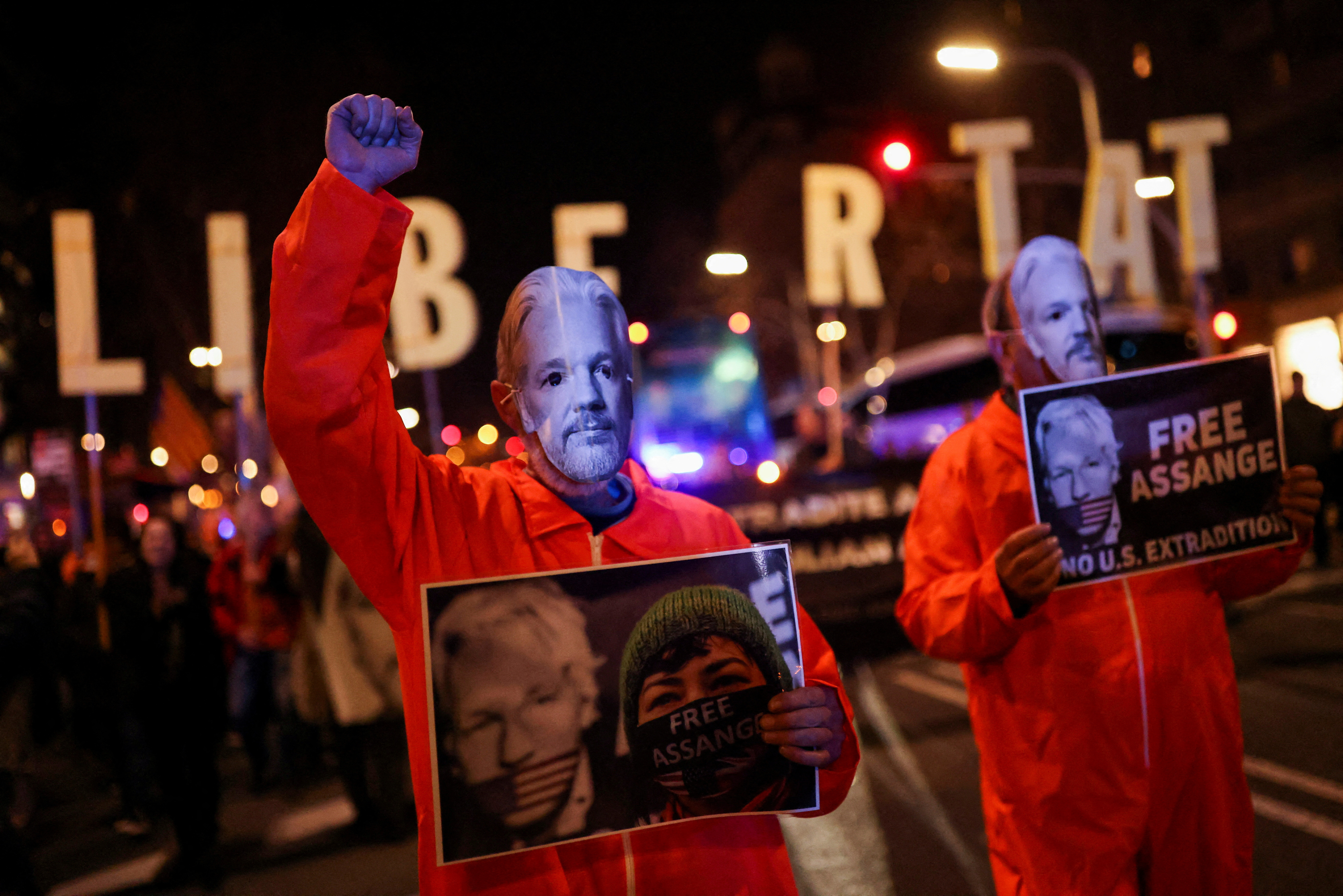 WikiLeaks founder Julian Assange's supporters demonstrate against U.S. extradition in Barcelona