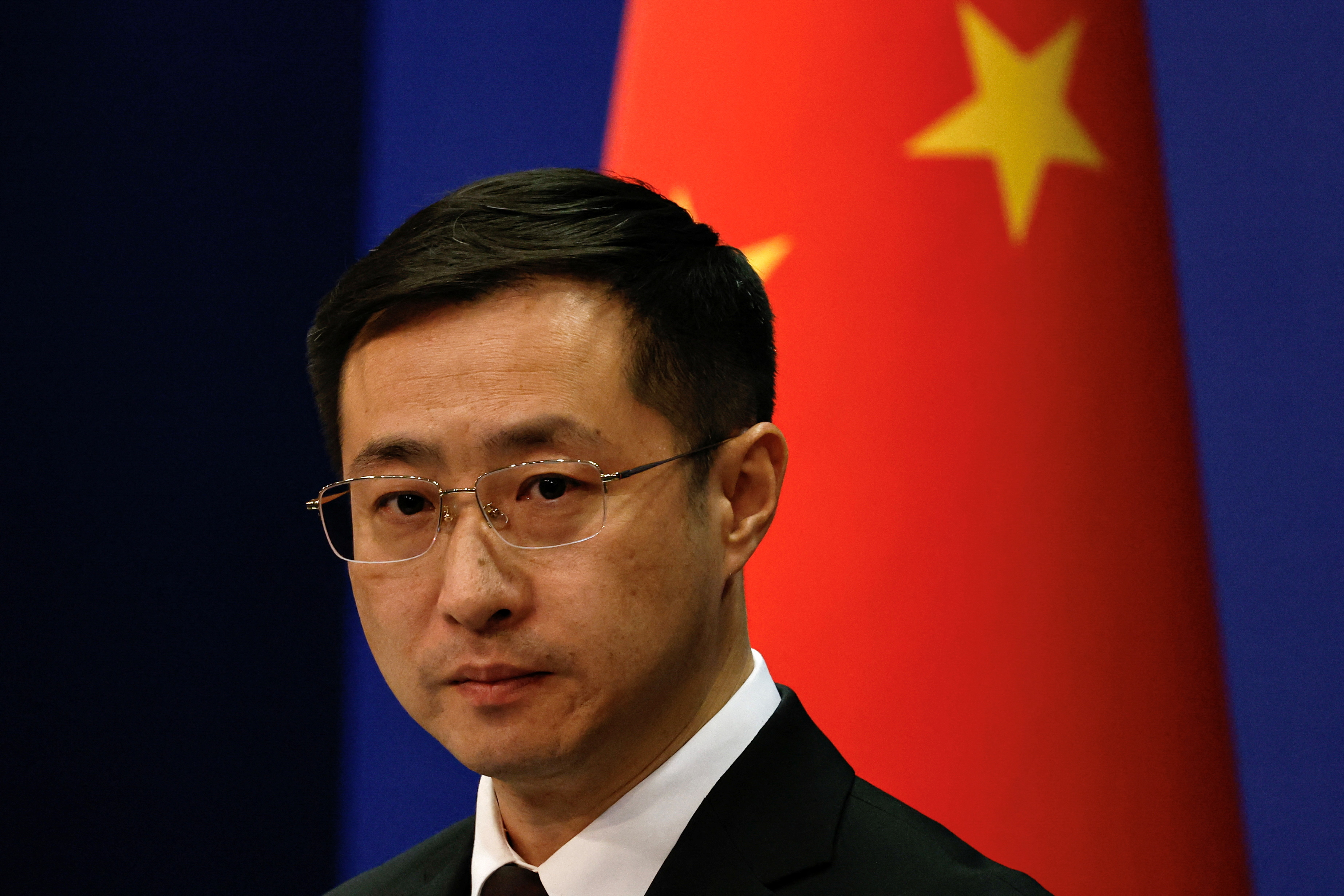 Chinese Foreign Ministry spokesperson Lin Jian attends a press conference in Beijing