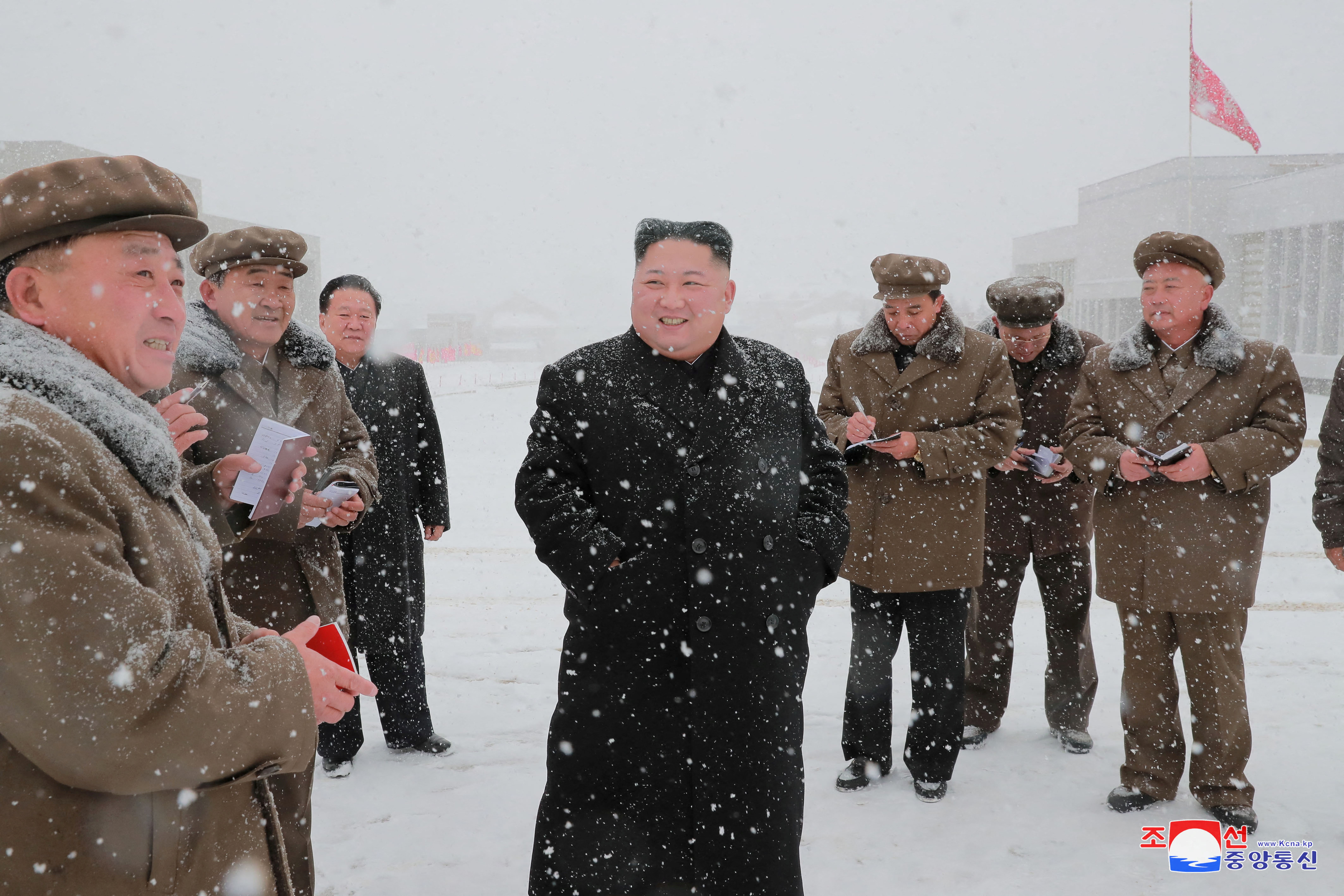 KCNA picture of North Korean leader Kim Jong Un inspecting Samjiyon County