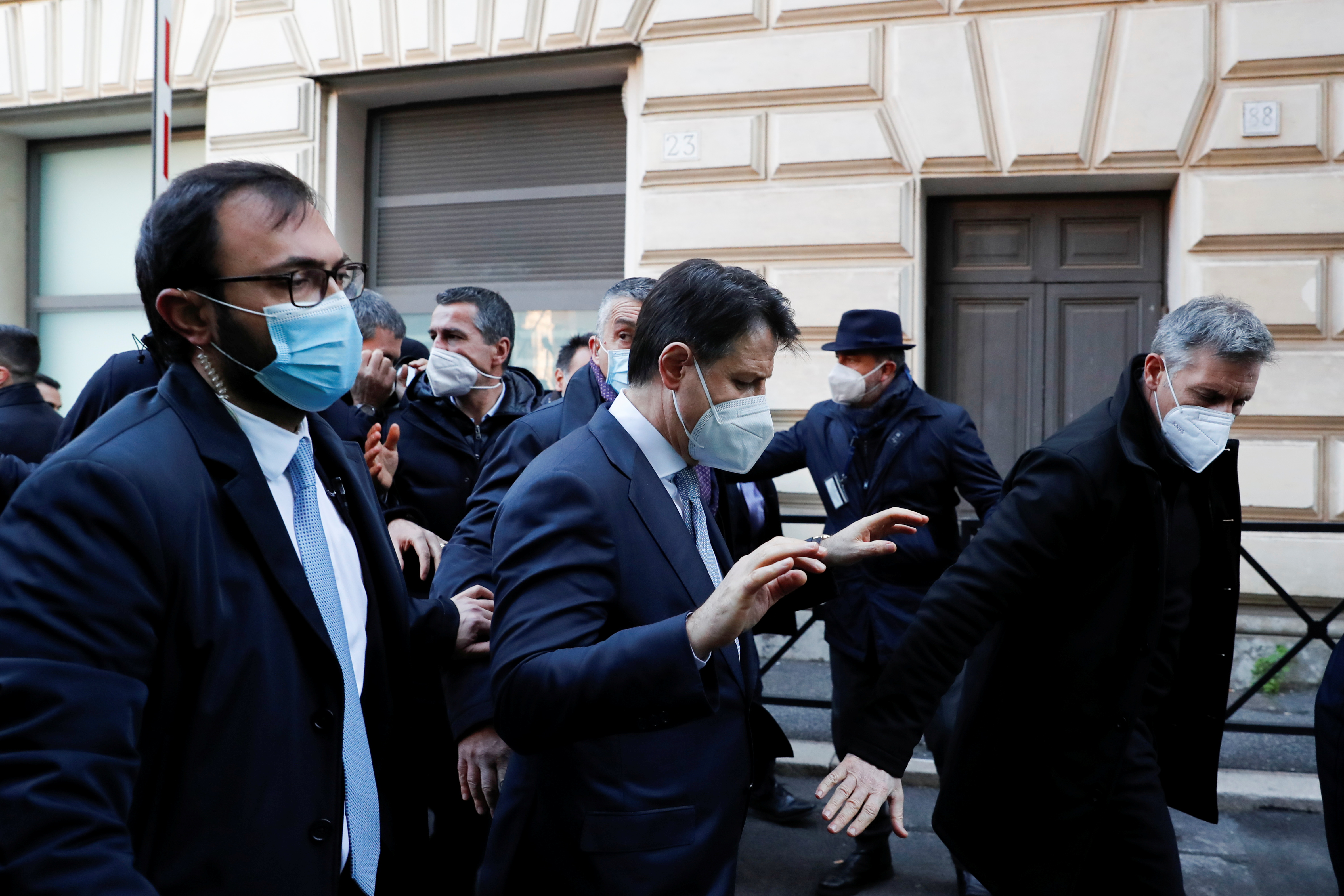Italian Prime Minister Giuseppe Conte arrives to the Prime Minister's Office in Rome