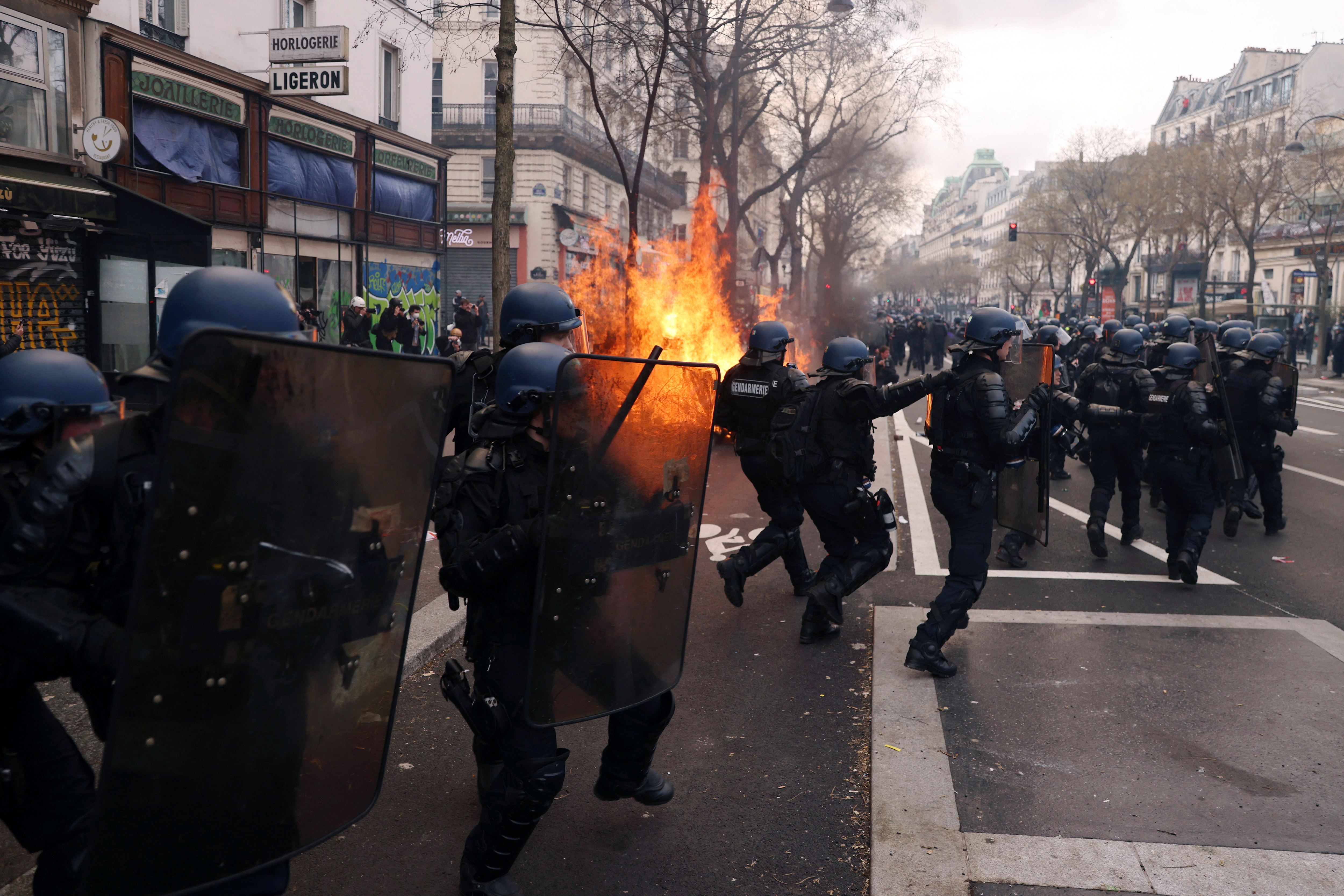 Ninth day of national strike and protest in France against the pension reform