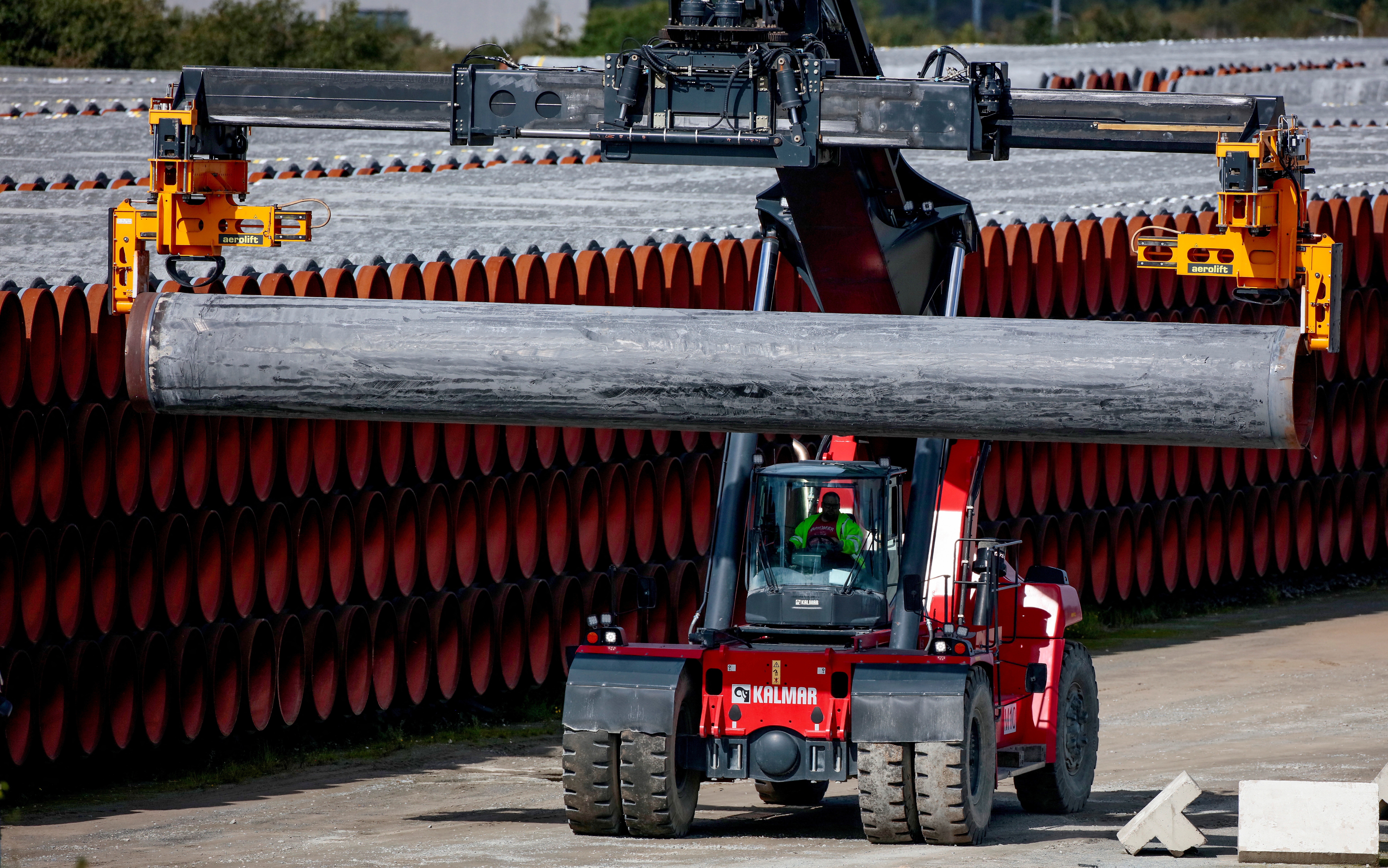 Pipes for the Nord Stream 2 Baltic Sea pipeline in Mukran