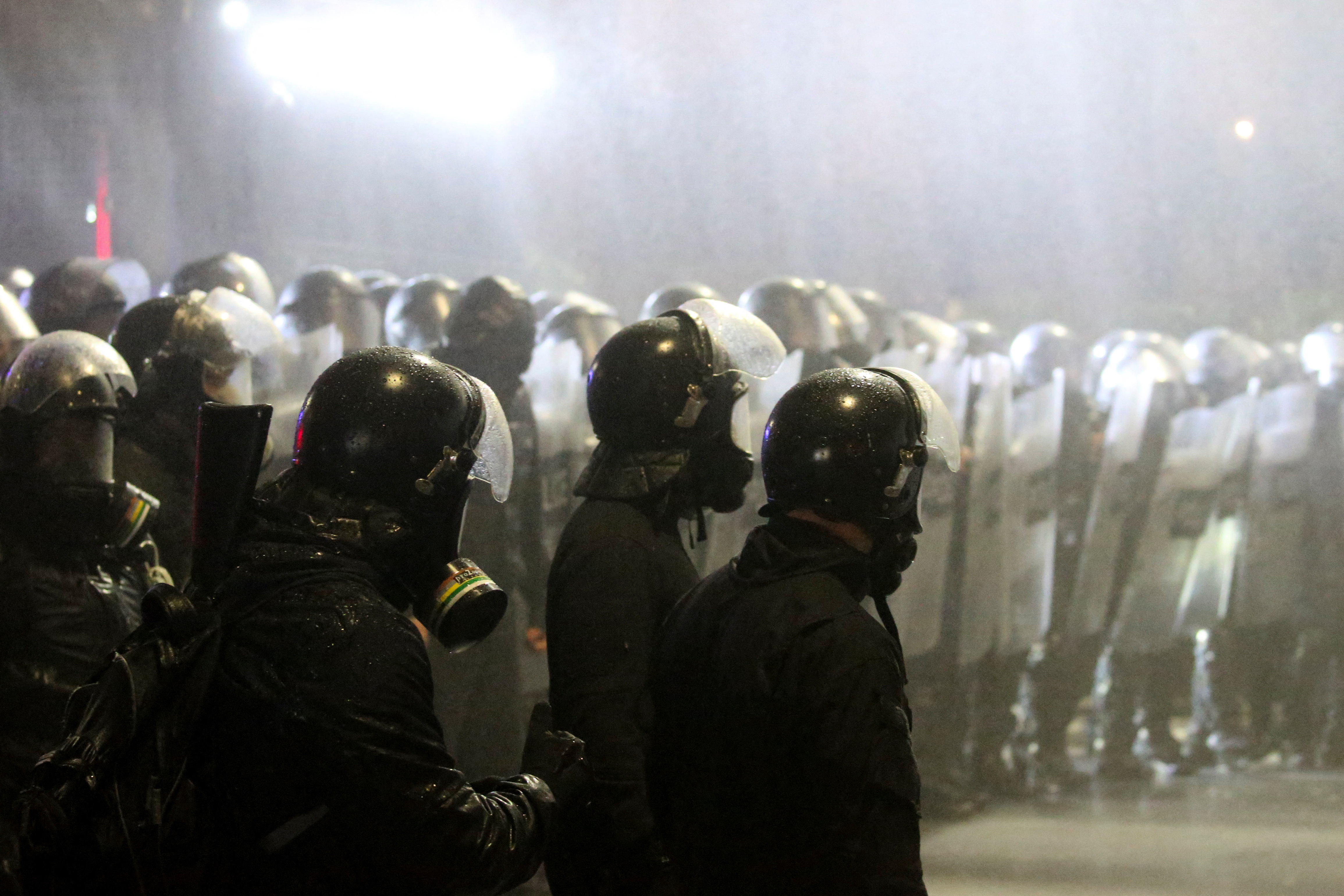 Supporters of Georgia's opposition attend a rally to protest, after government halts EU application until 2028, in Tbilisi