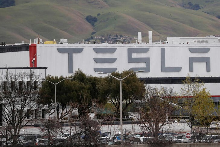 The view of Tesla Inc's U.S. vehicle factory in Freemont, California