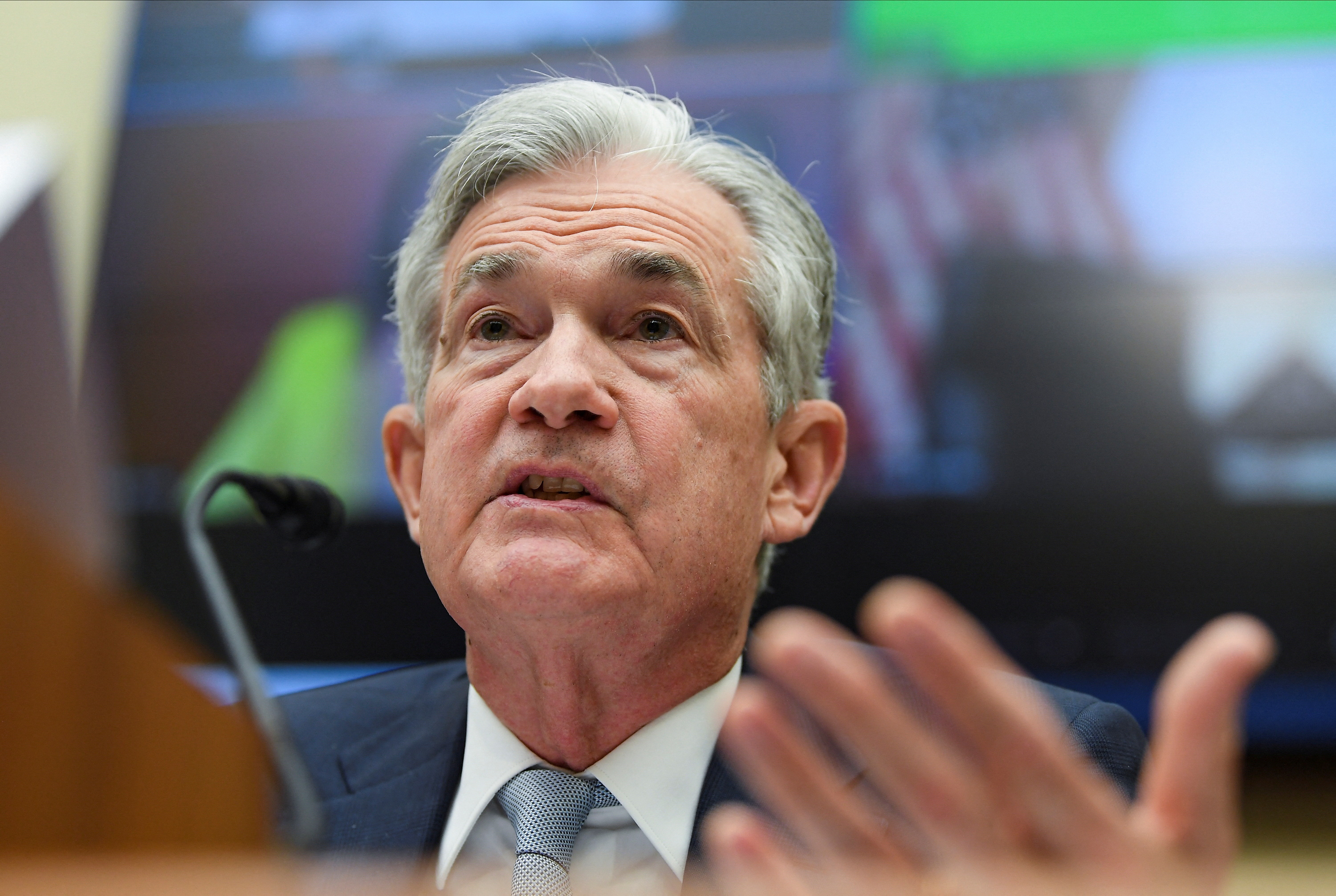 U.S. Federal Reserve Board Chair Jerome Powell testifies before a House Financial Services Committee hearing, in Washington
