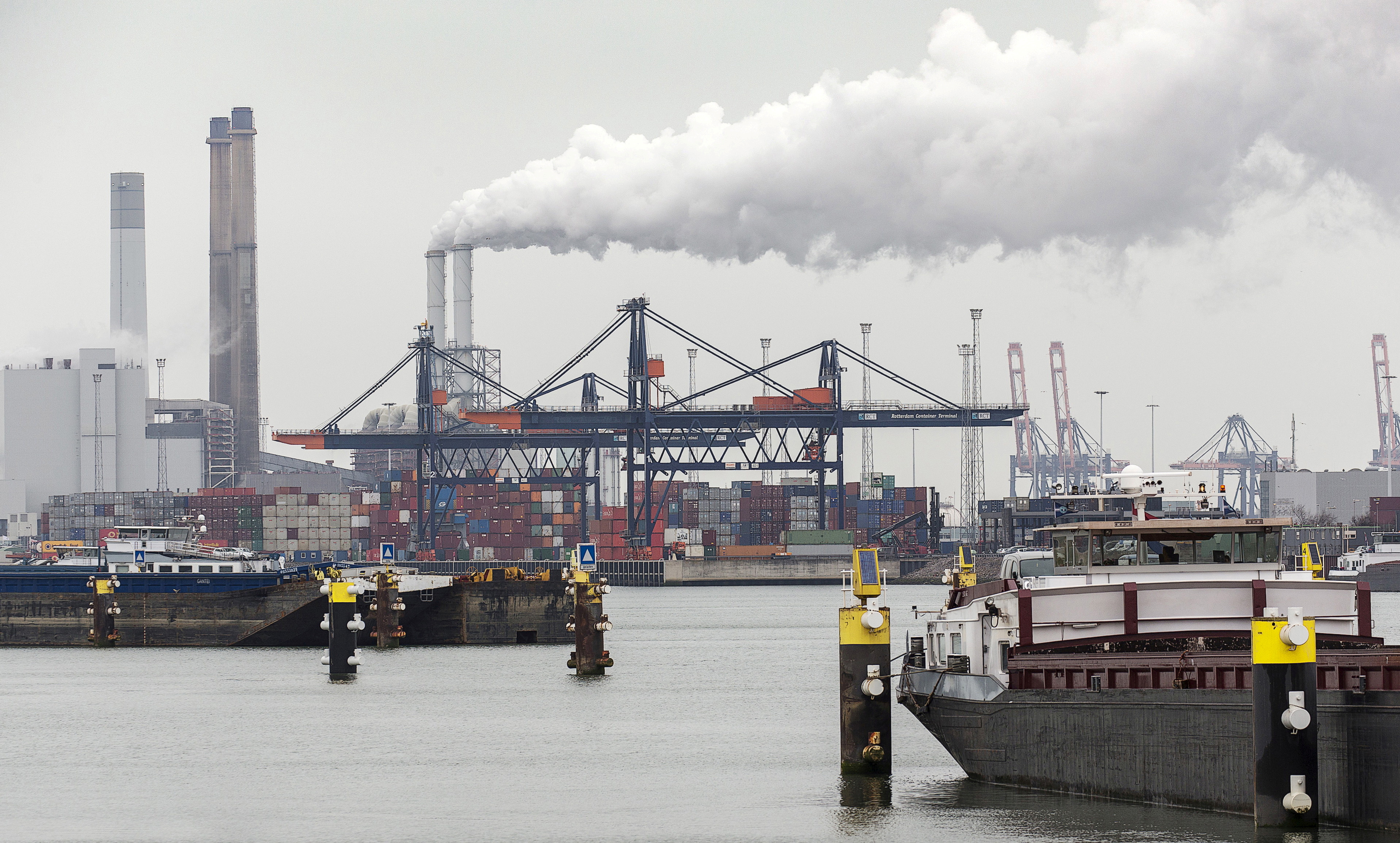 View of a container terminal in the port of Rotterdam