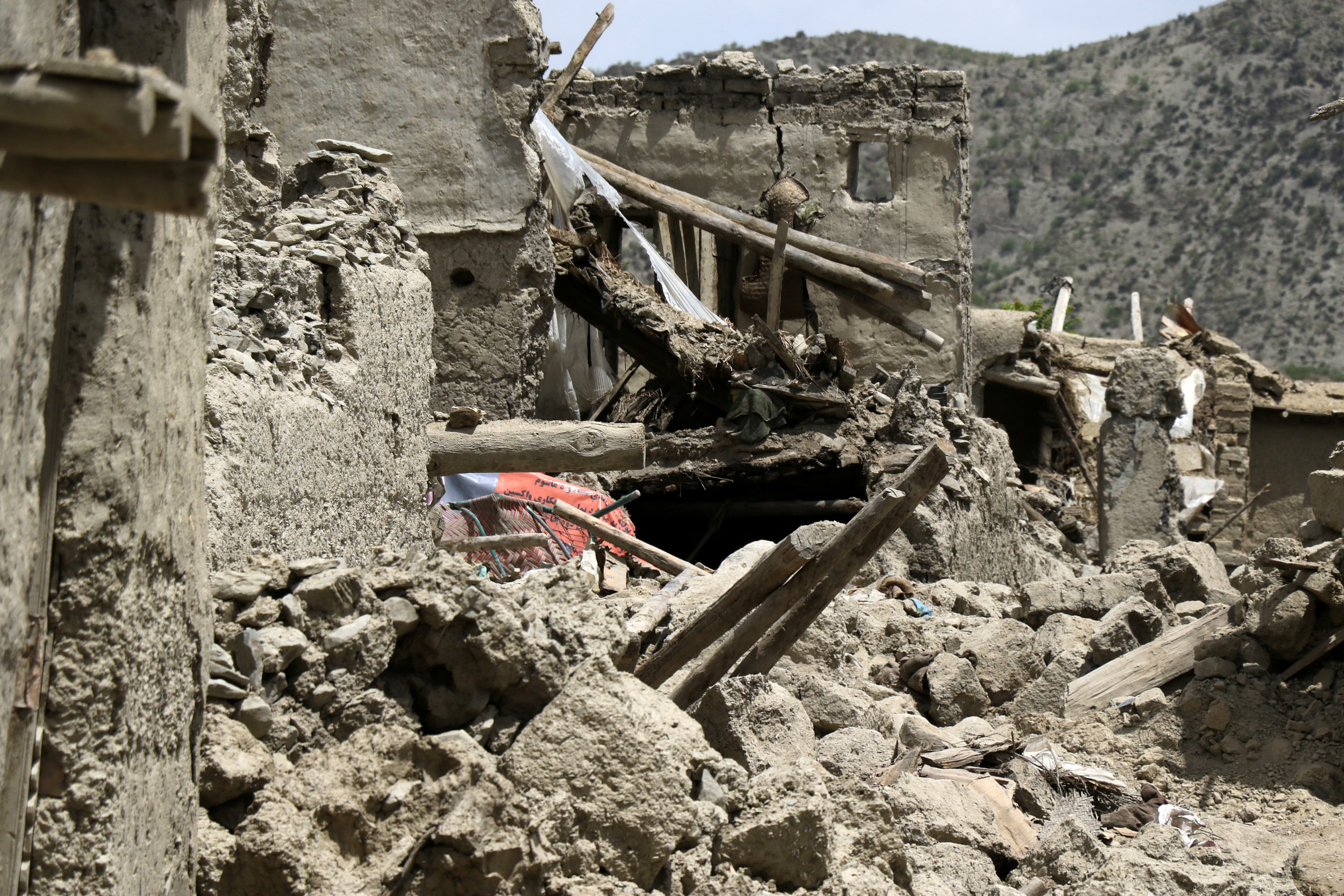 View shows damaged houses after a recent earthquake in Gayan