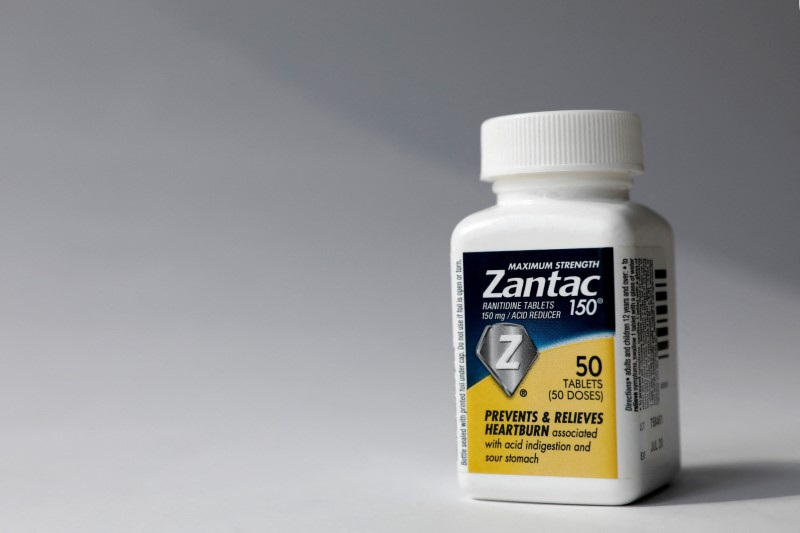 A bottle of Zantac heartburn drug is seen in this picture illustration