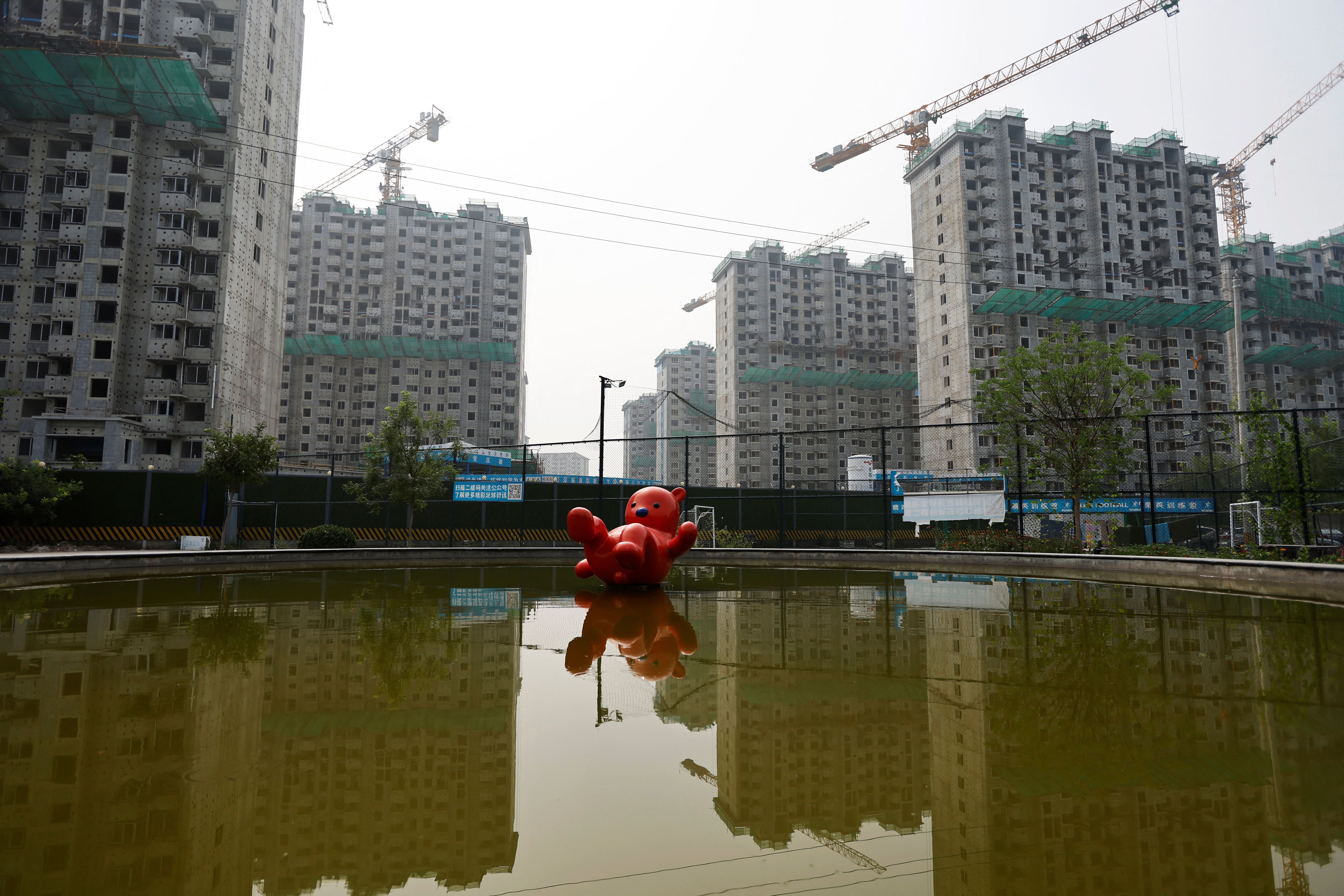 A view shows residential buildings under construction in Beijing