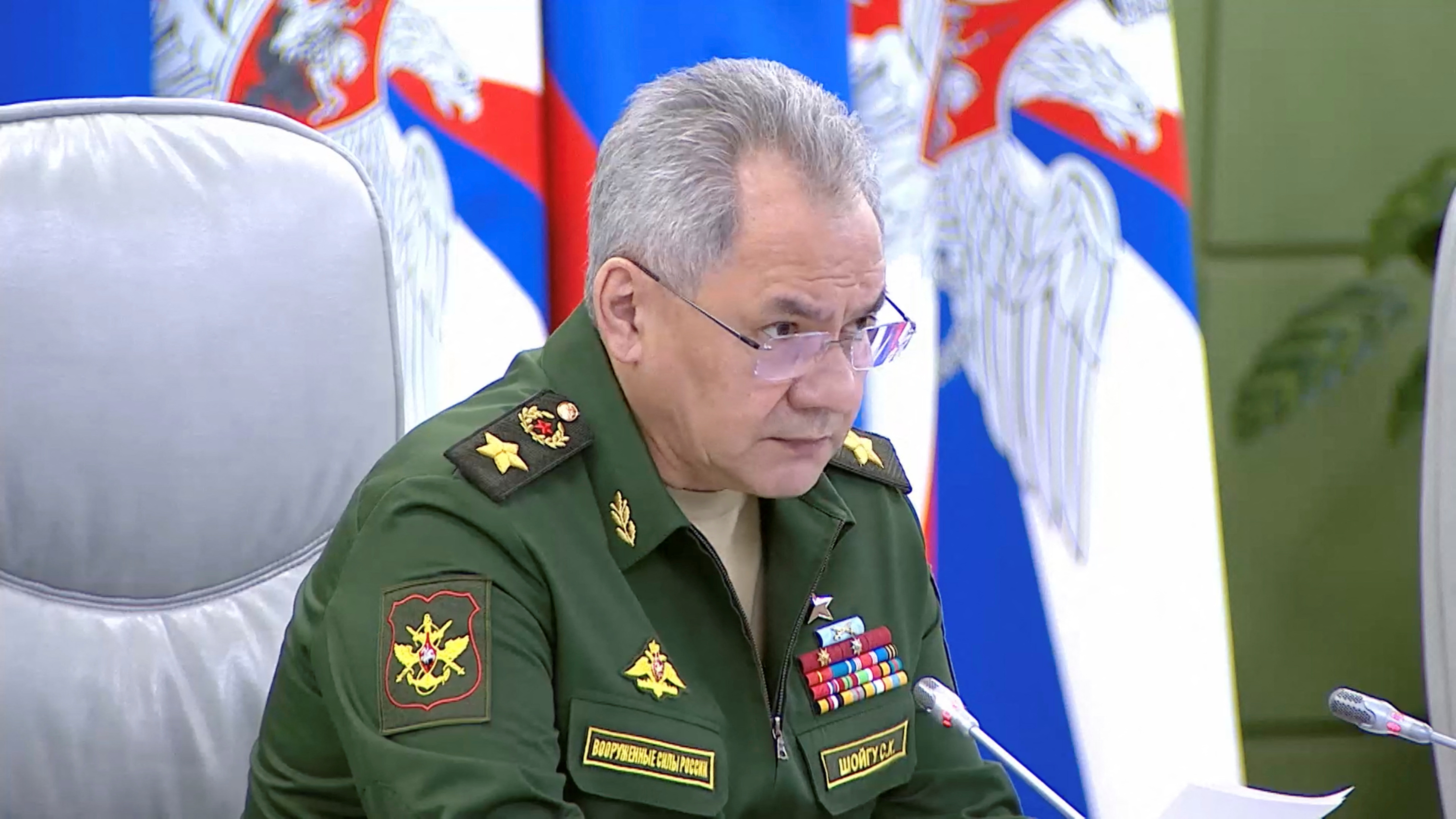 Russian Defence Minister Sergei Shoigu chairs a meeting in Moscow