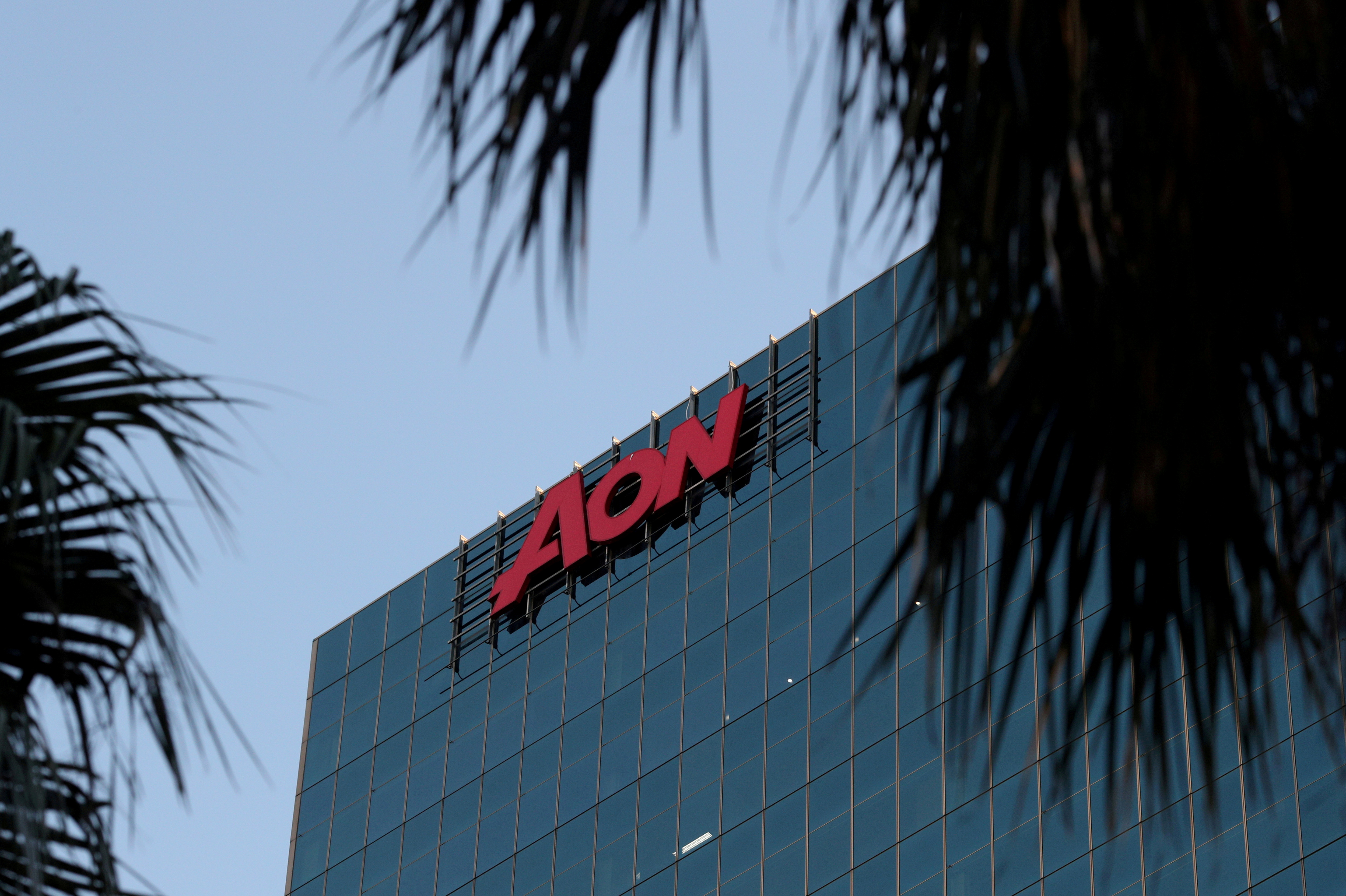 An office building with the Aon logo is seen in Sydney