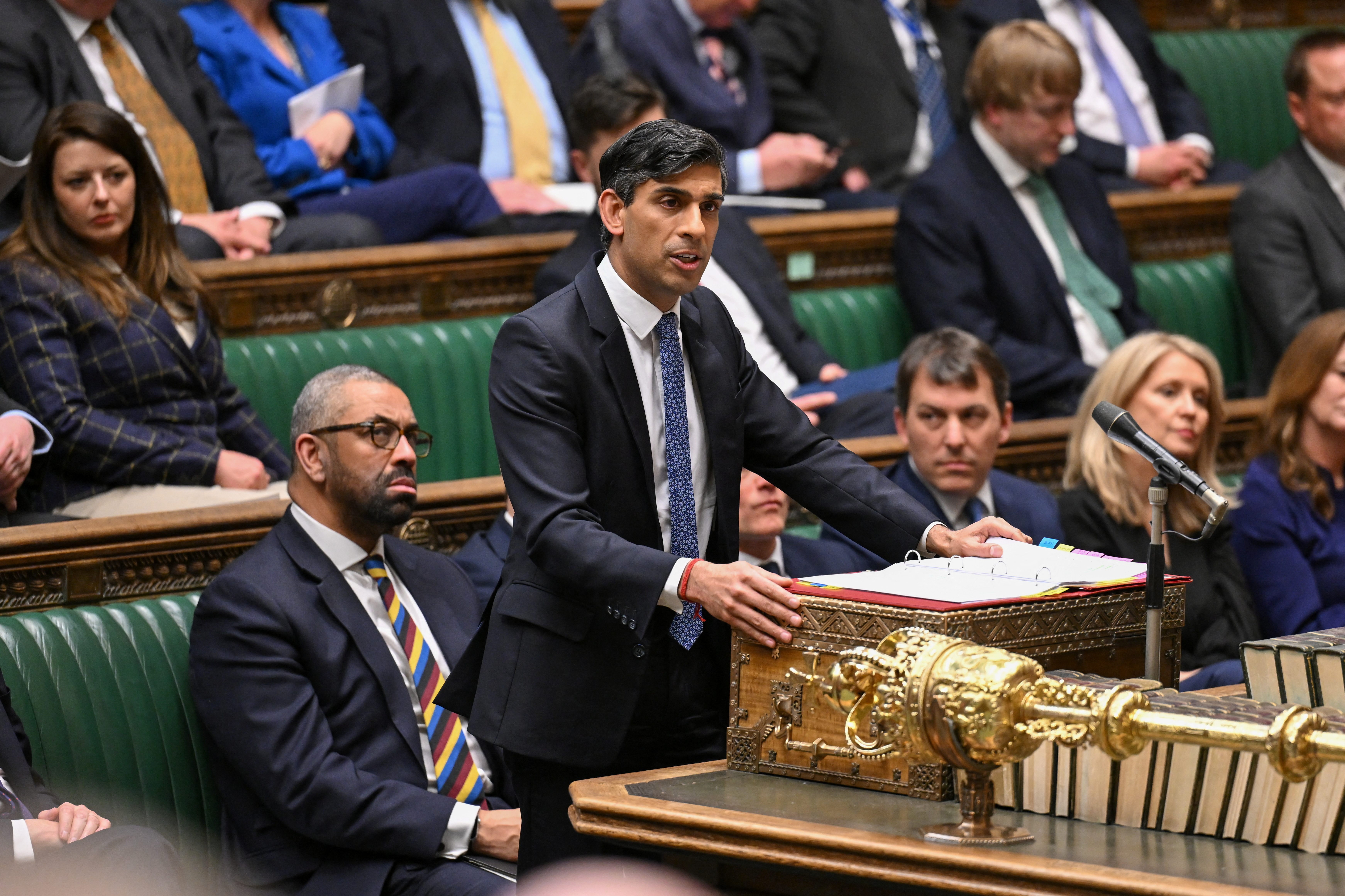 British Prime Minister Rishi Sunak speaks at the House of Commons in London
