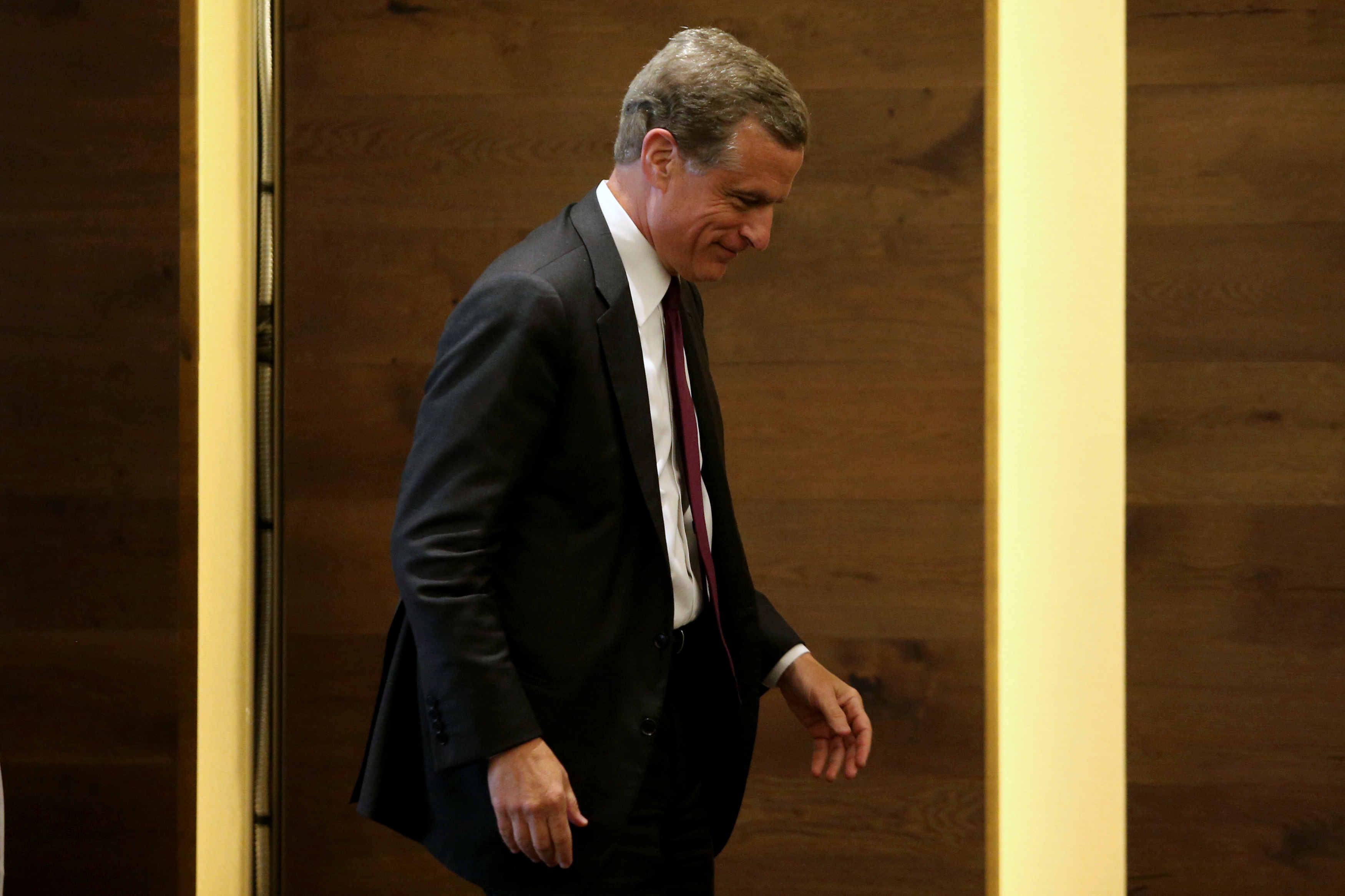 Dallas Federal Reserve Bank President Robert Kaplan walks after the True Economic Talks event in Mexico City
