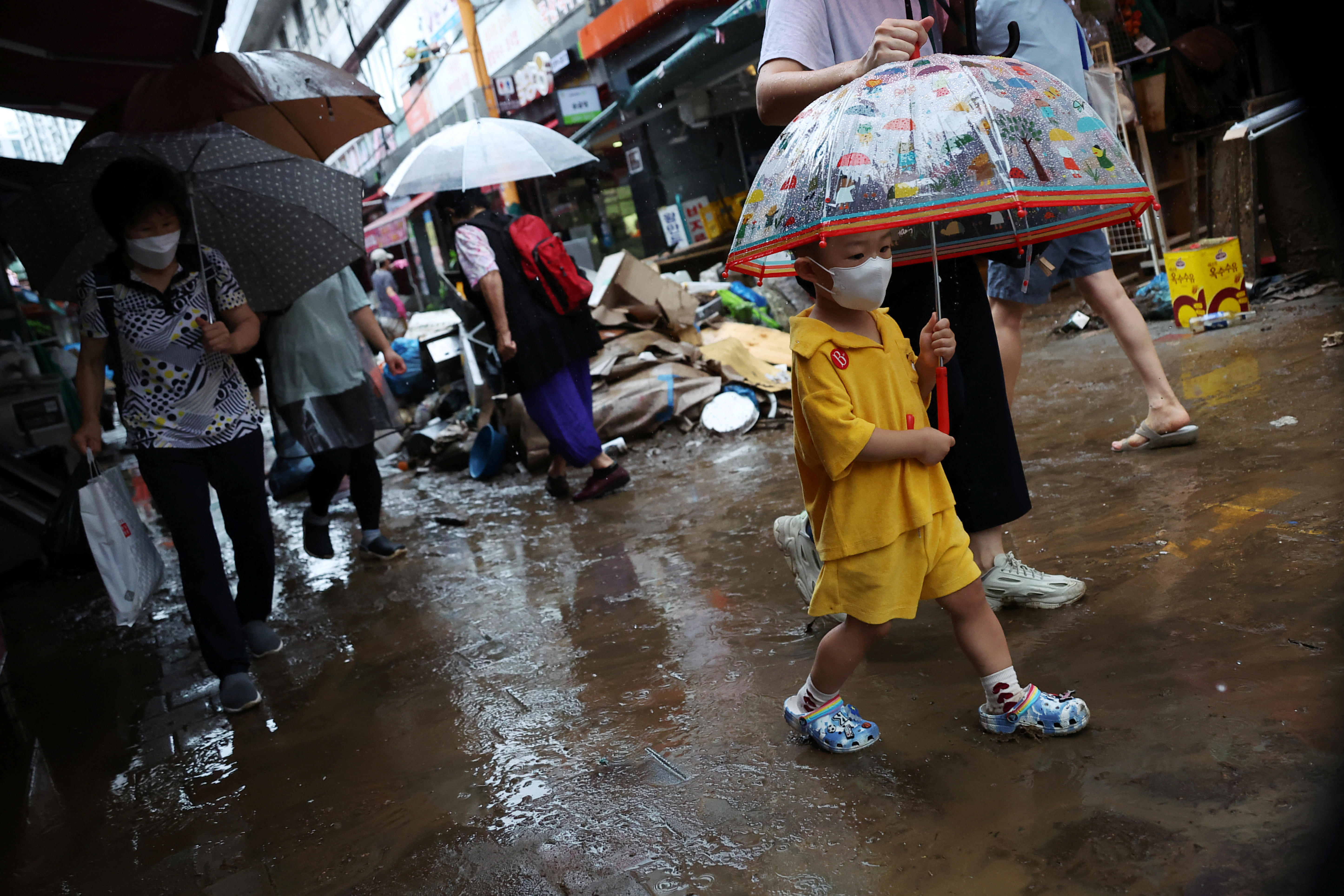 Aftermath of record level of torrential rain in Seoul
