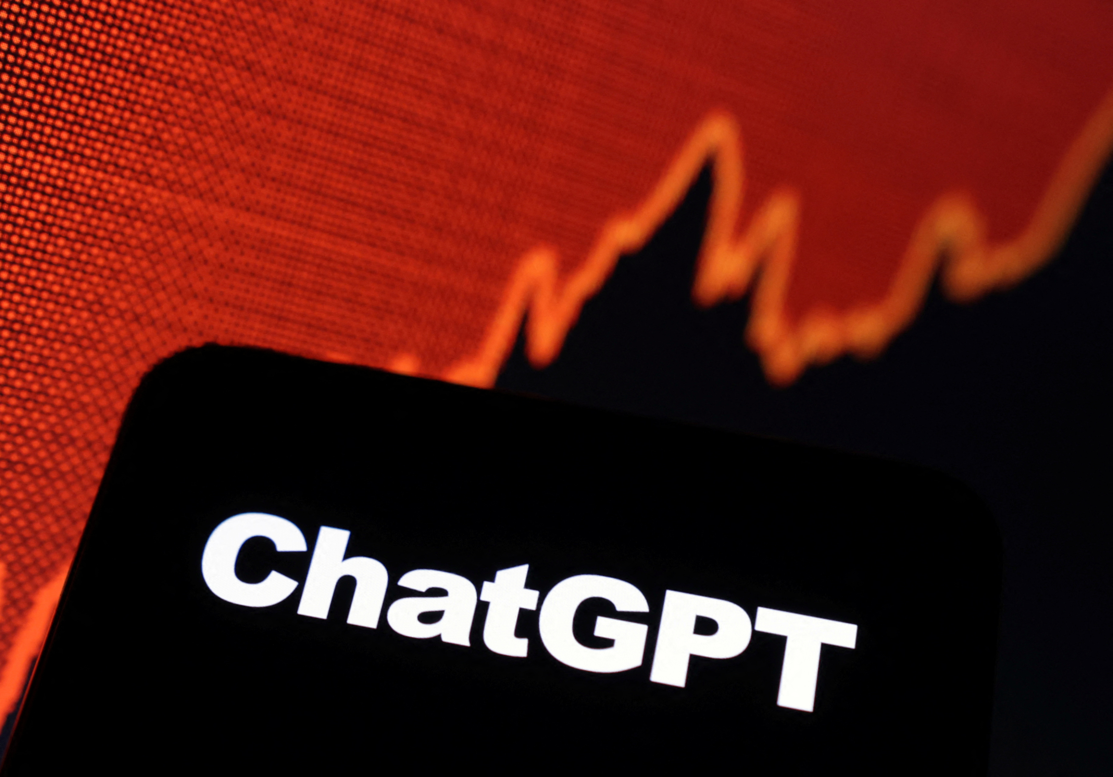 Illustration shows ChatGPT logo and rising stock graph