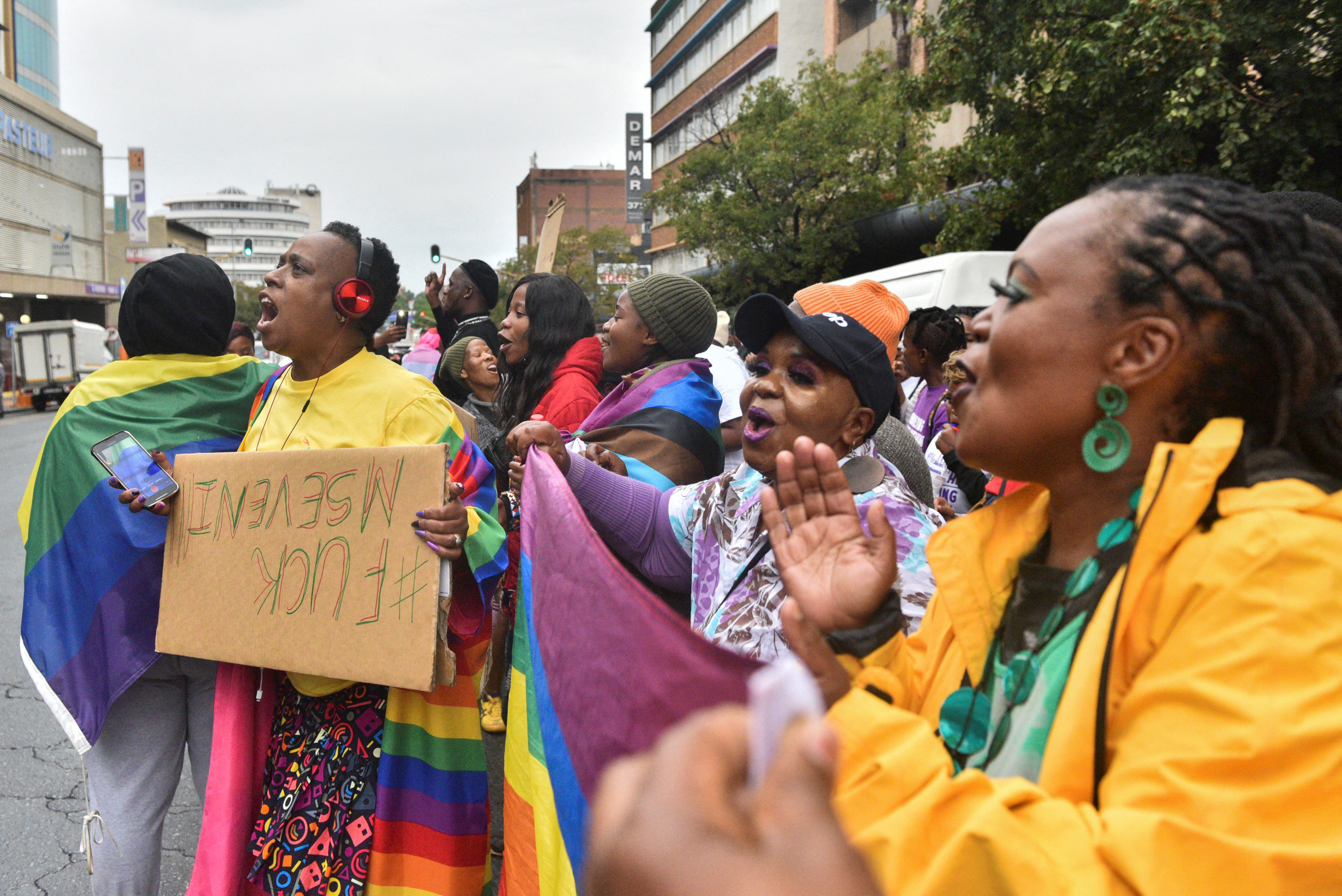 People protest against Uganda's new anti-LGBTQ bill in Pretori