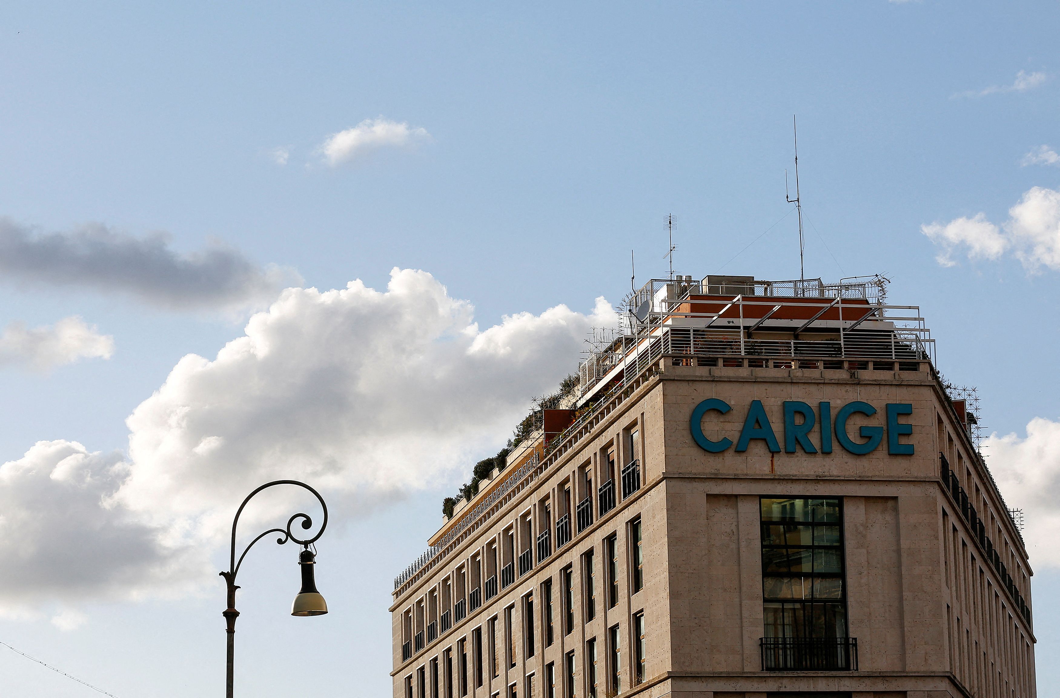 The logo of Carige bank is seen in Rome
