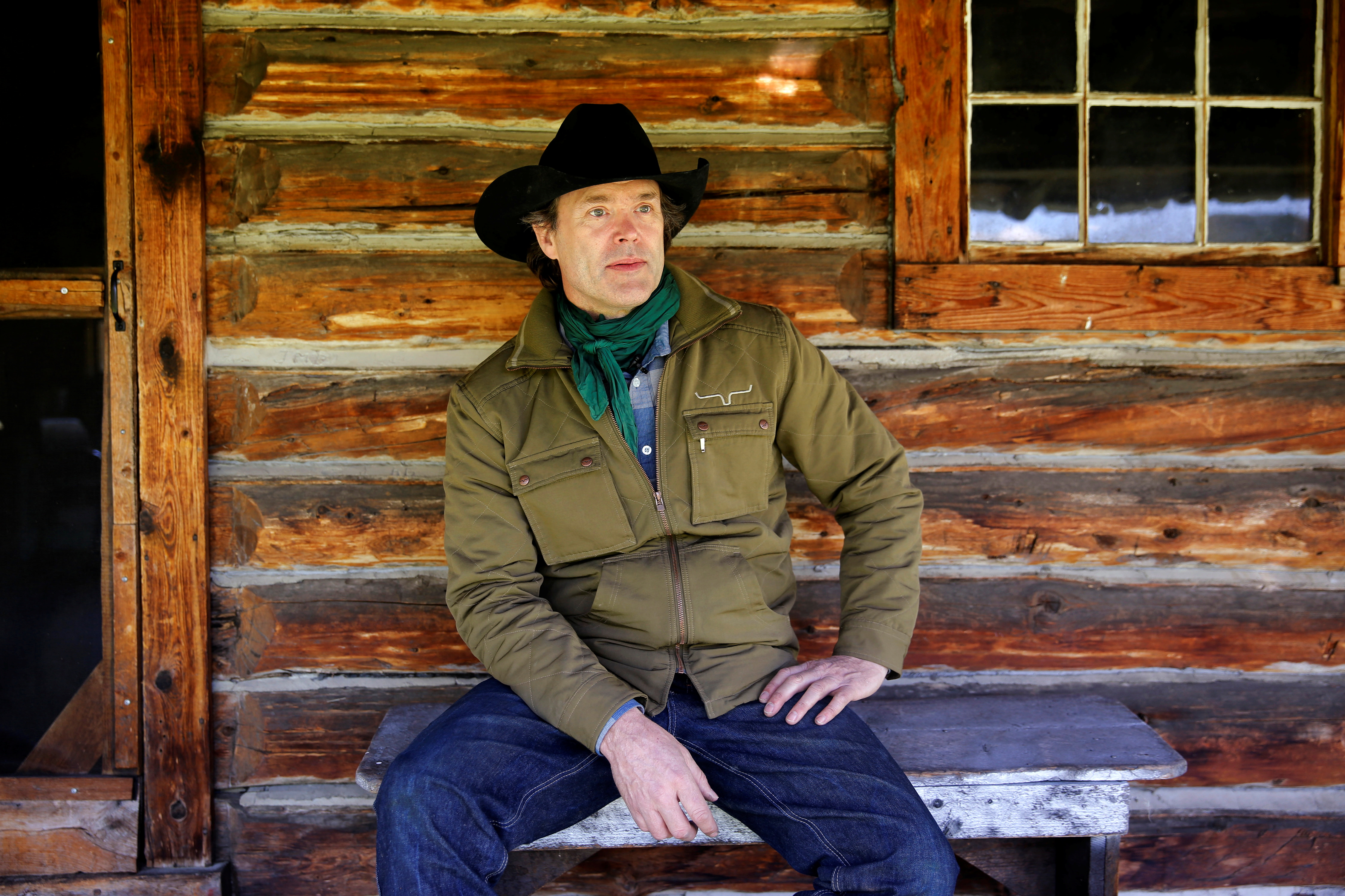 Singer songwriter Lund sits at a cabin on the site of a new proposed coal mine north of Blairmore