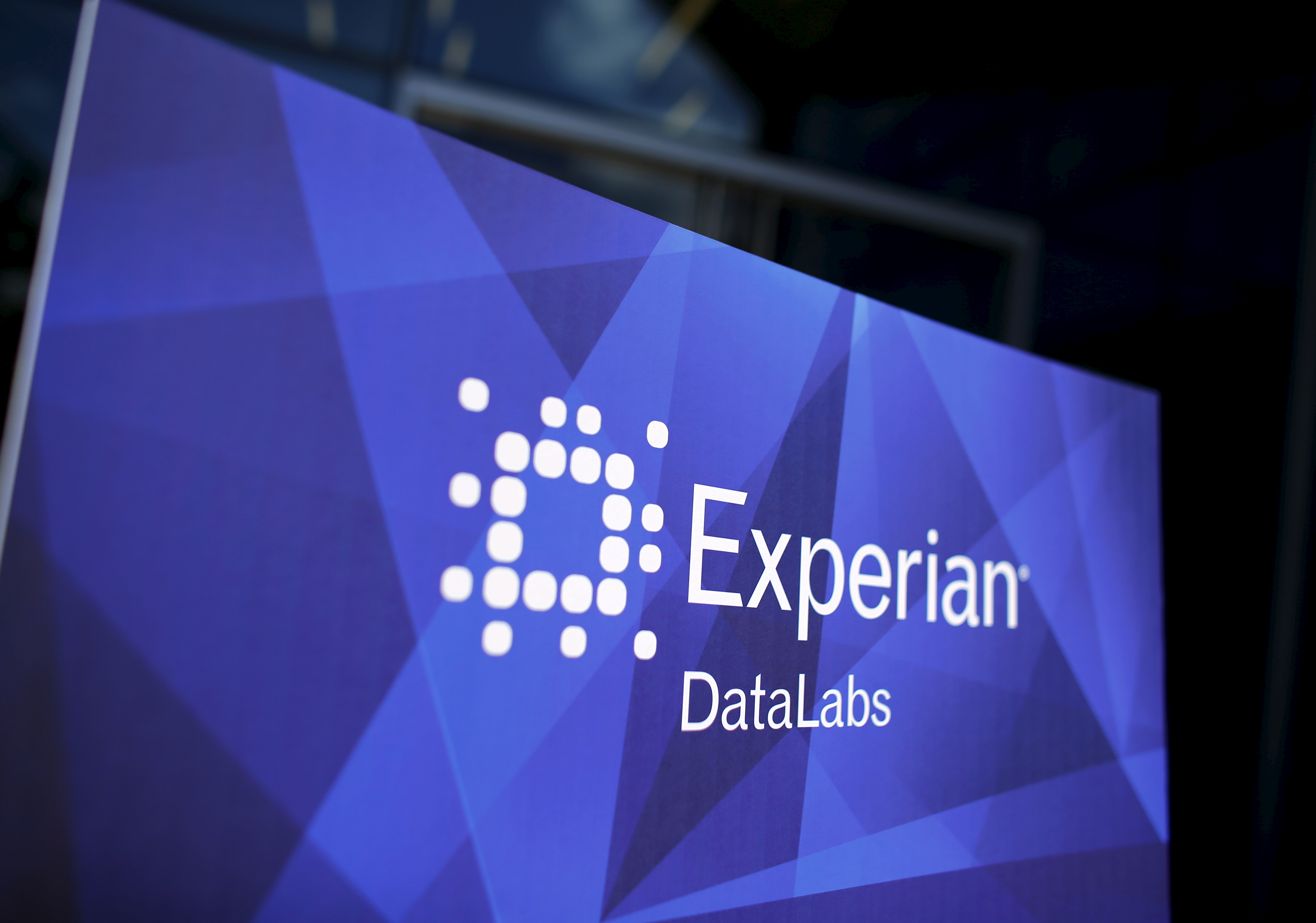 The corporate logo of information services company Experian is seen at the opening of its data lab in San Diego