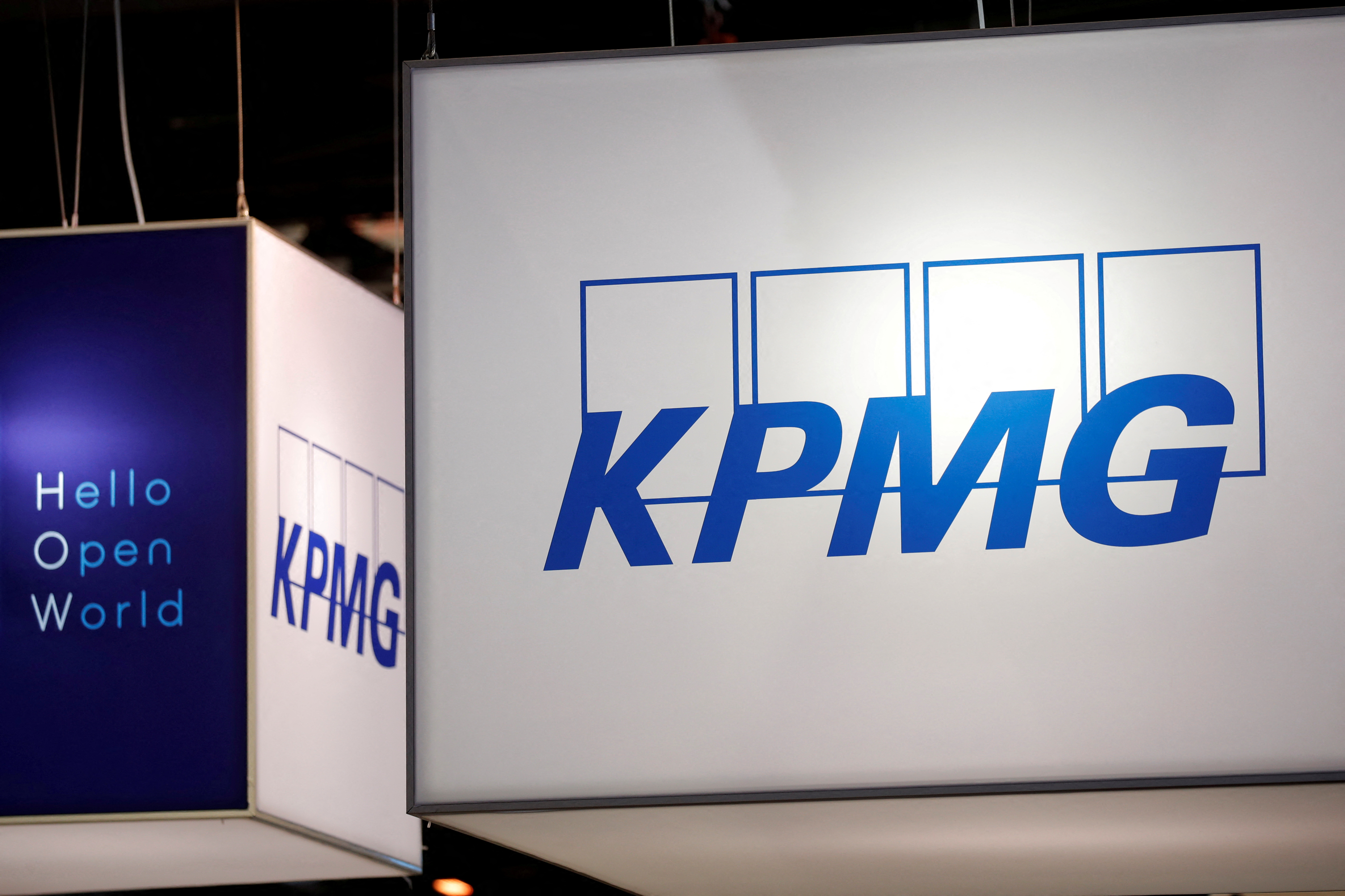 Logo of KPMG is seen at VivaTech fair in Paris