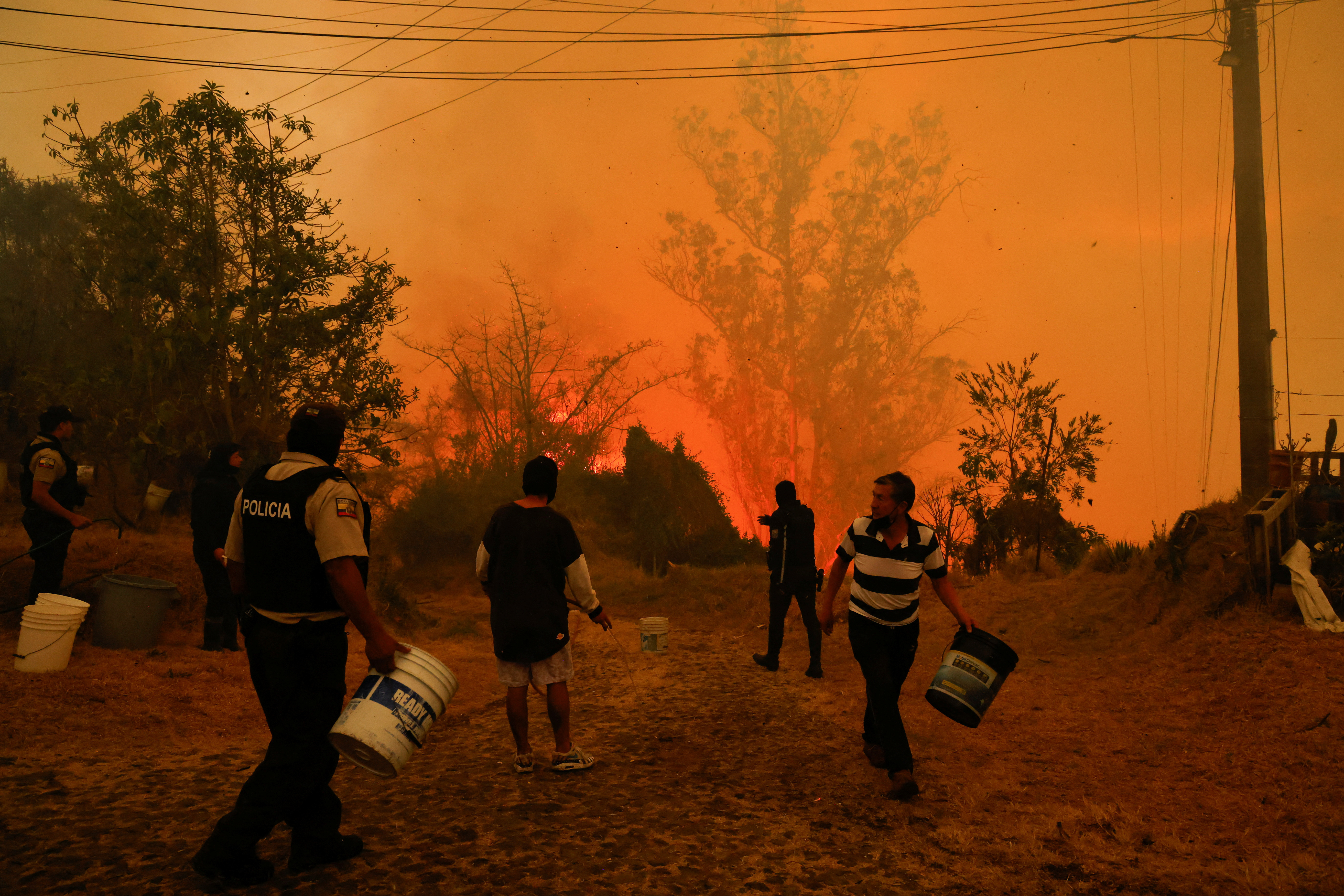 Wildfire burns in Quito