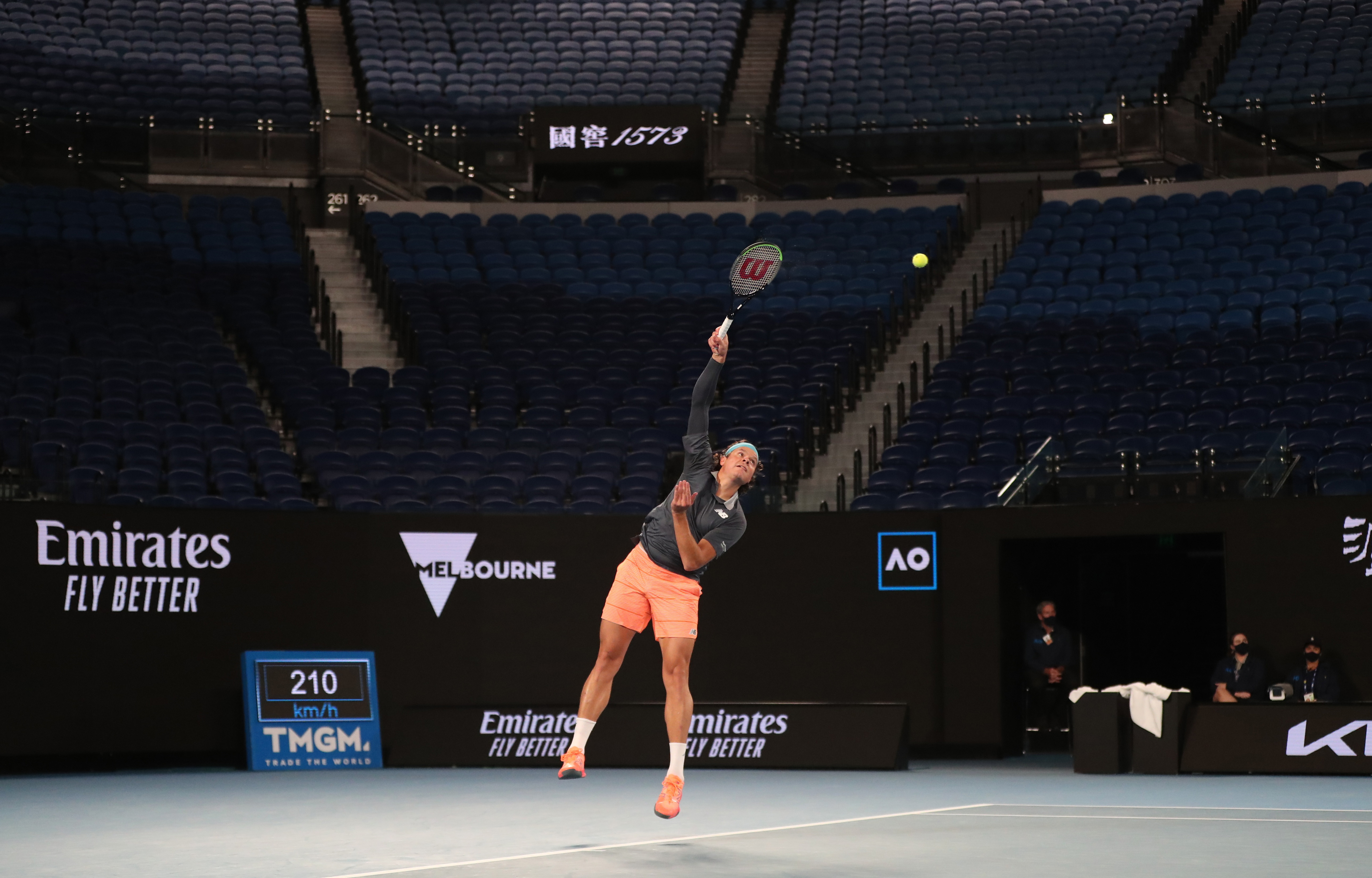 MELBOURNE, VIC - JANUARY 10: MILOS RAONIC (CAN) during Tie Break Ten event  on January 10, 2018 leading up to the 2018 Australian Open at Melbourne  Park Tennis Centre Melbourne, Australia (Photo