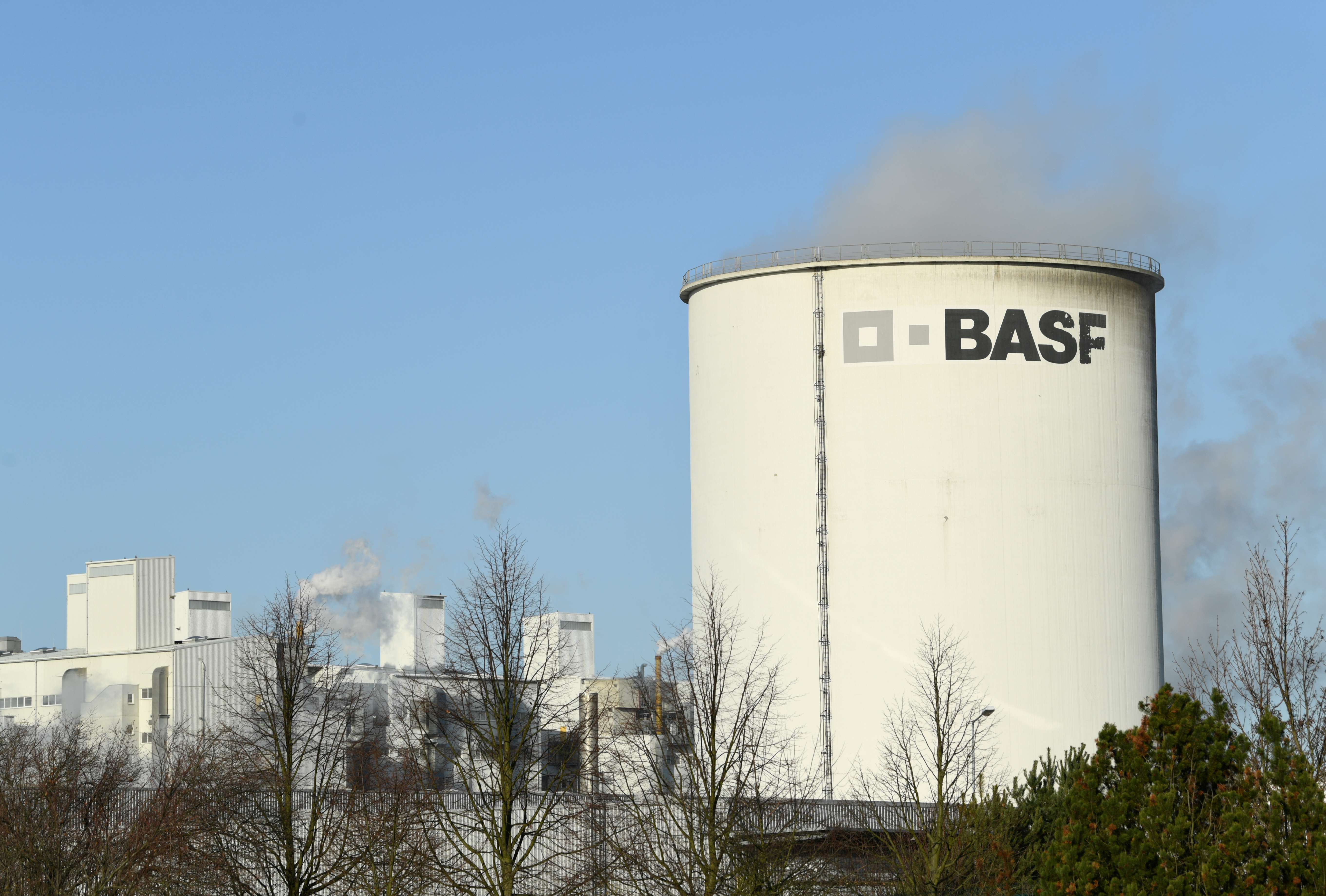 A general view of the German chemical company, BASF Schwarzheide GmbH in Schwarzheide