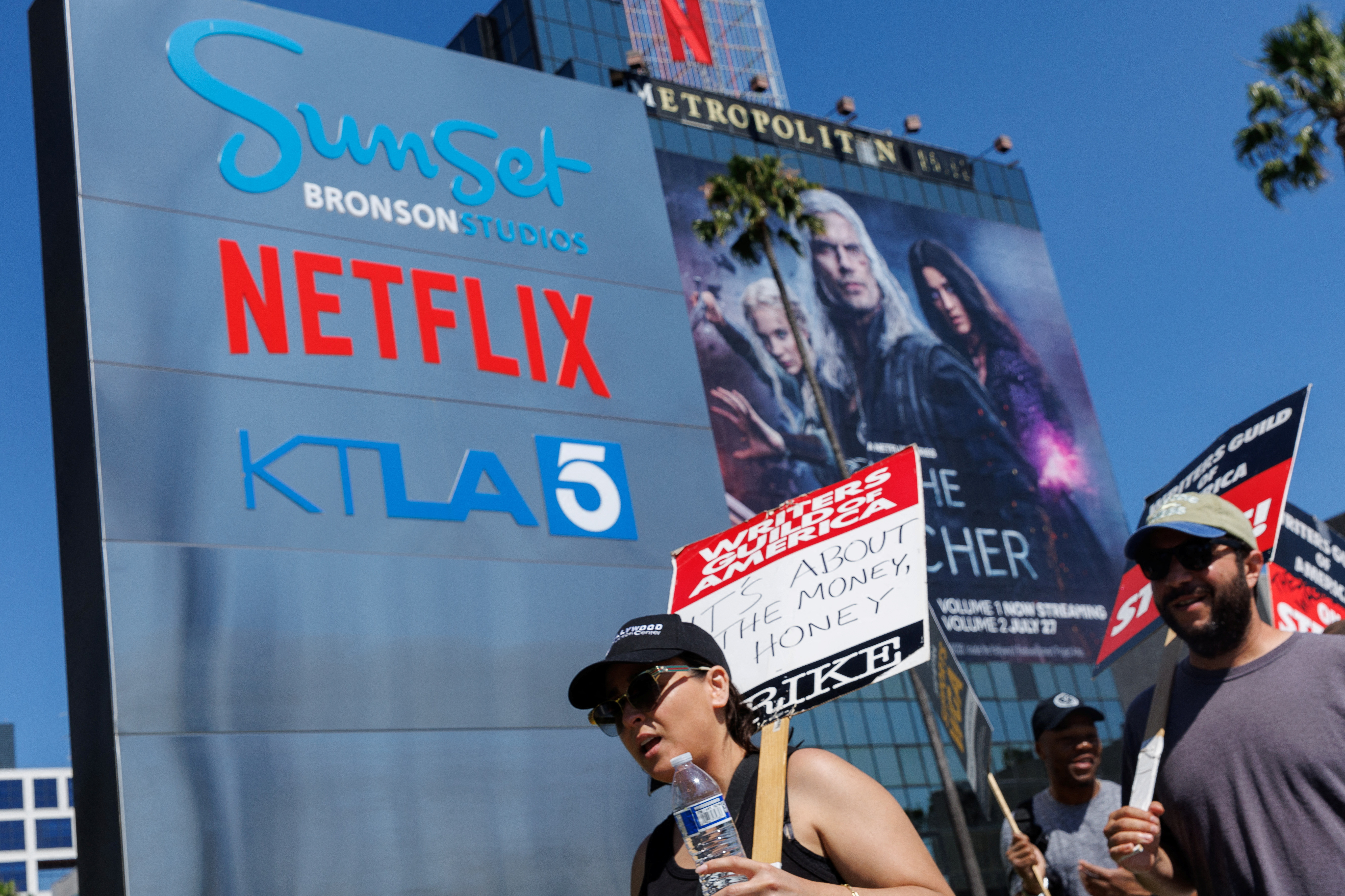 Striking Hollywood wrietrs walk the pickline as the industry prepares for actors to stike
