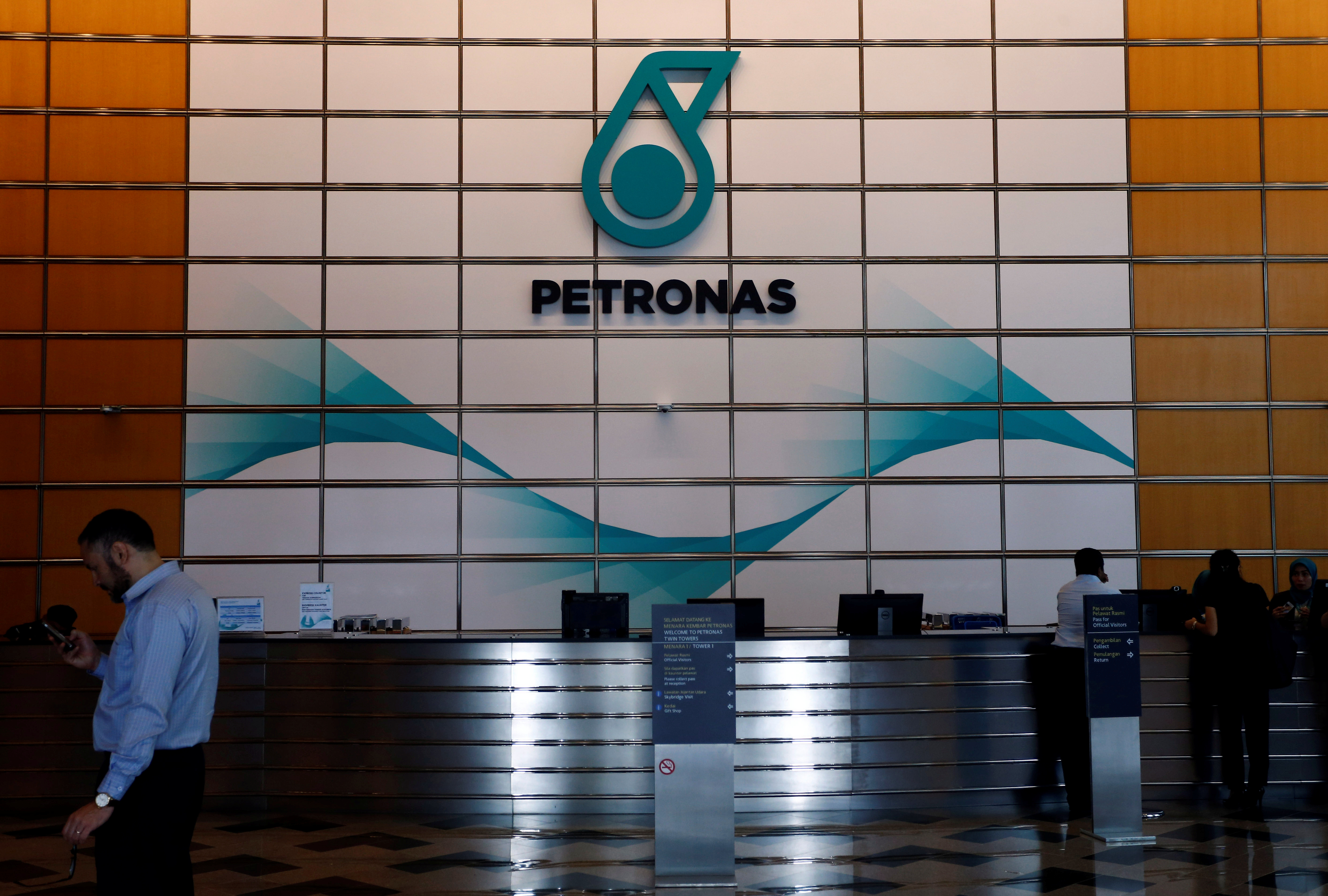 A Petronas logo at their office in Kuala Lumpur