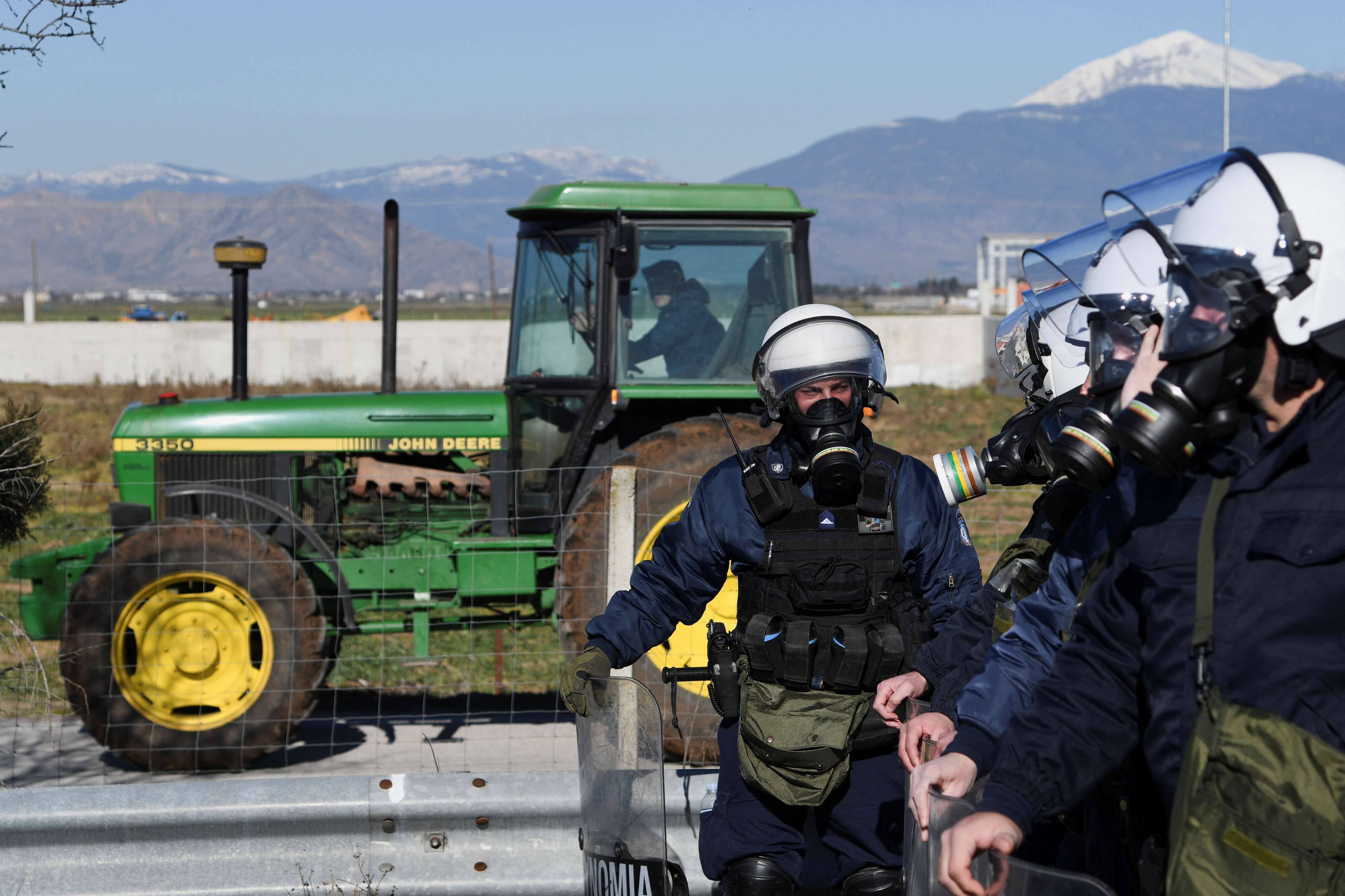 Greek farmers demonstrate against the rising cost of fuel and electricity, near the town of Larissa