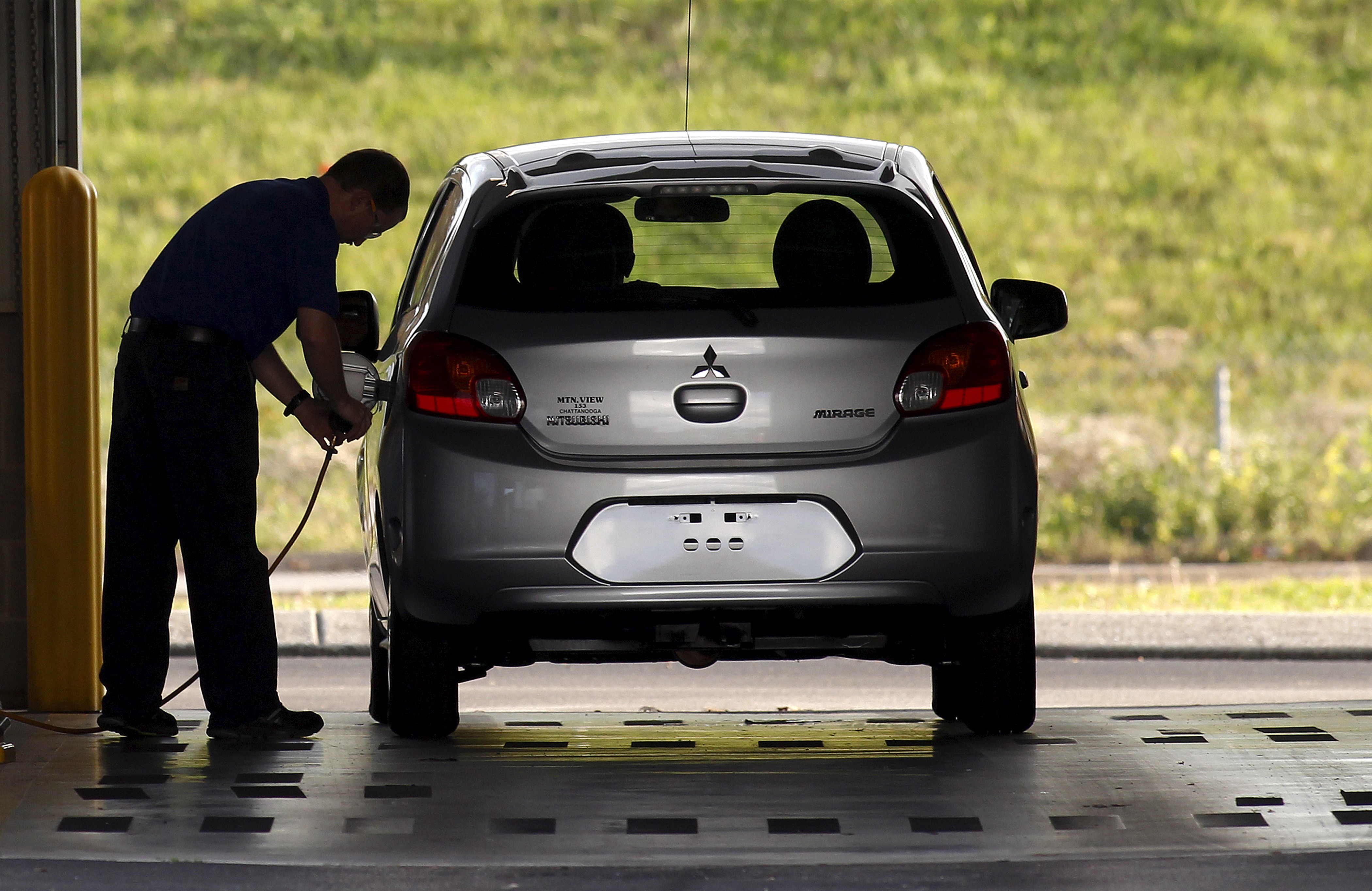 A car is inspected for emissions at Tennessee Vehicle Inspection Center in Chattanooga