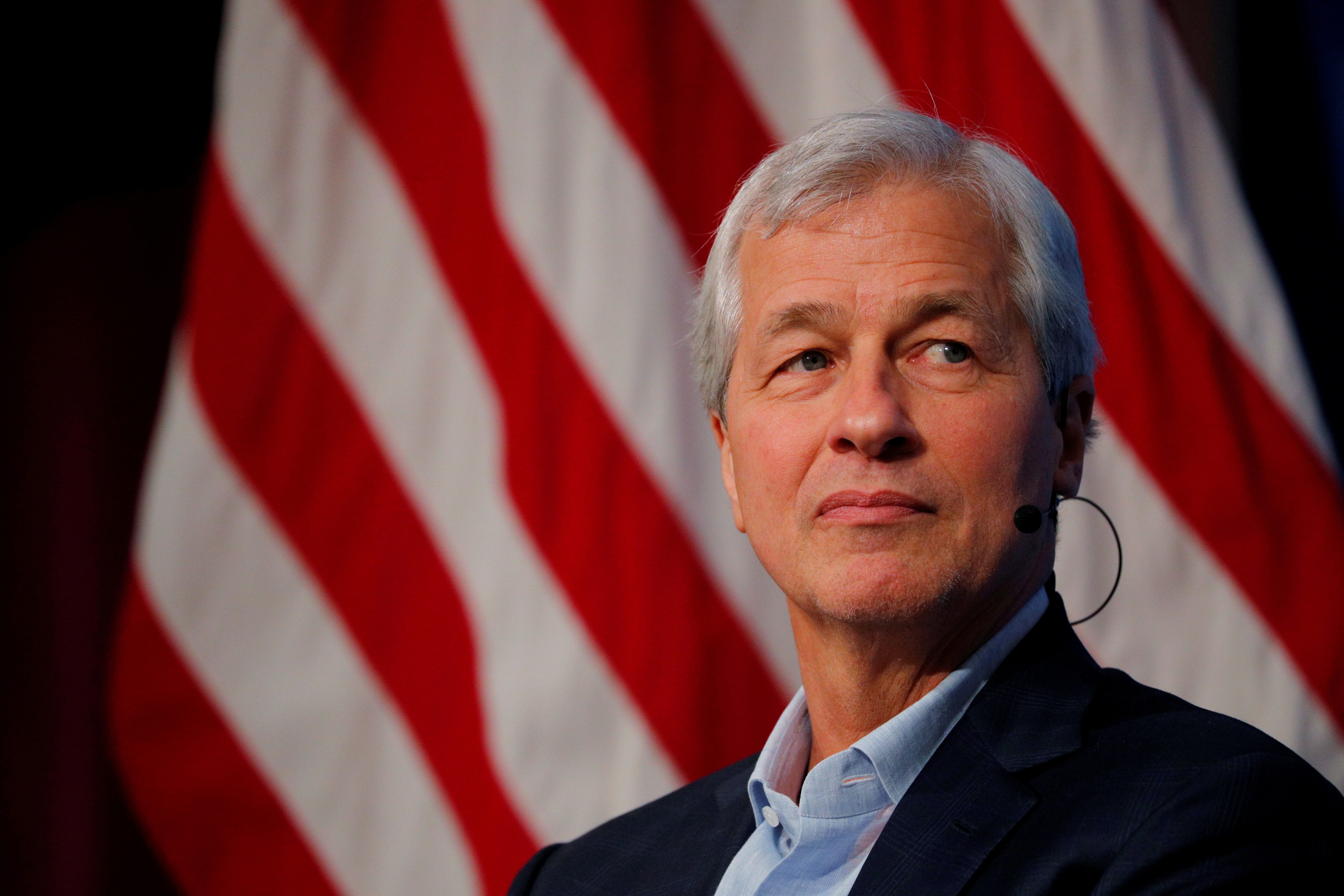 Dimon, CEO of JPMorgan Chase, takes part in a panel discussion about investing in Detroit during a panel discussion at the Kennedy School of Government at Harvard University in Cambridge