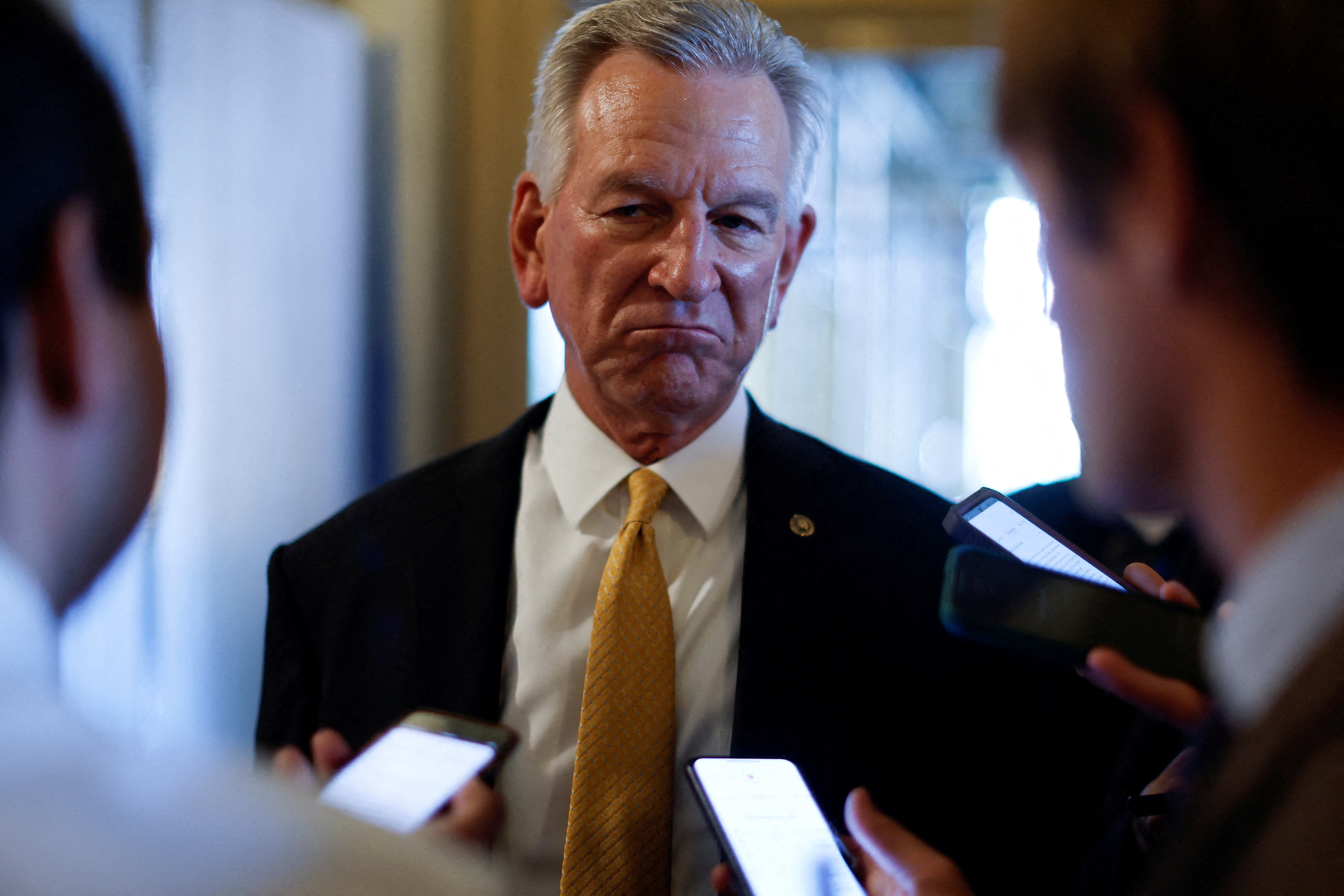 U.S. Senator Tuberville speaks with reporters at the U.S. Capitol in Washington
