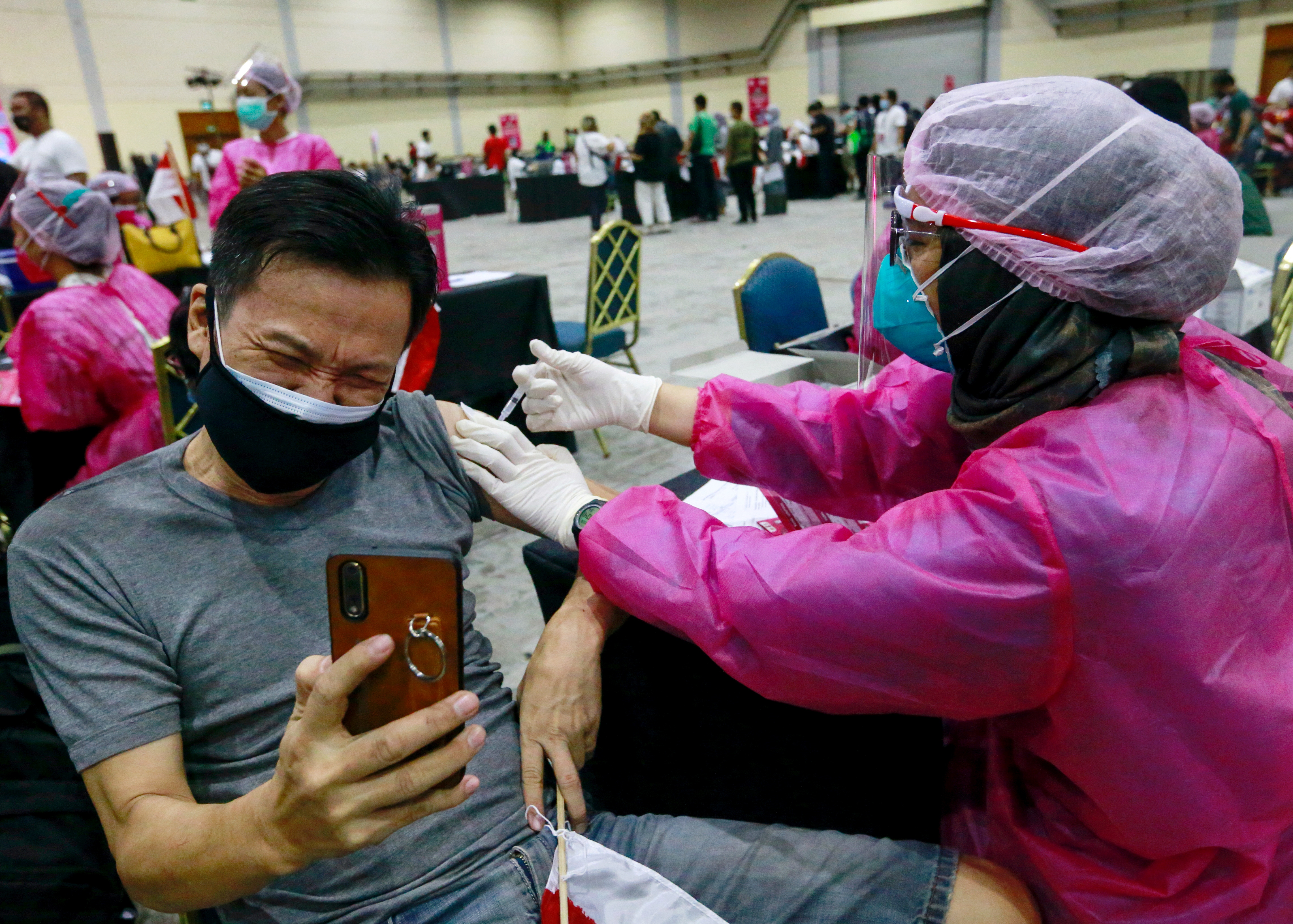 Mass vaccination program at the Jakarta Convention Center building