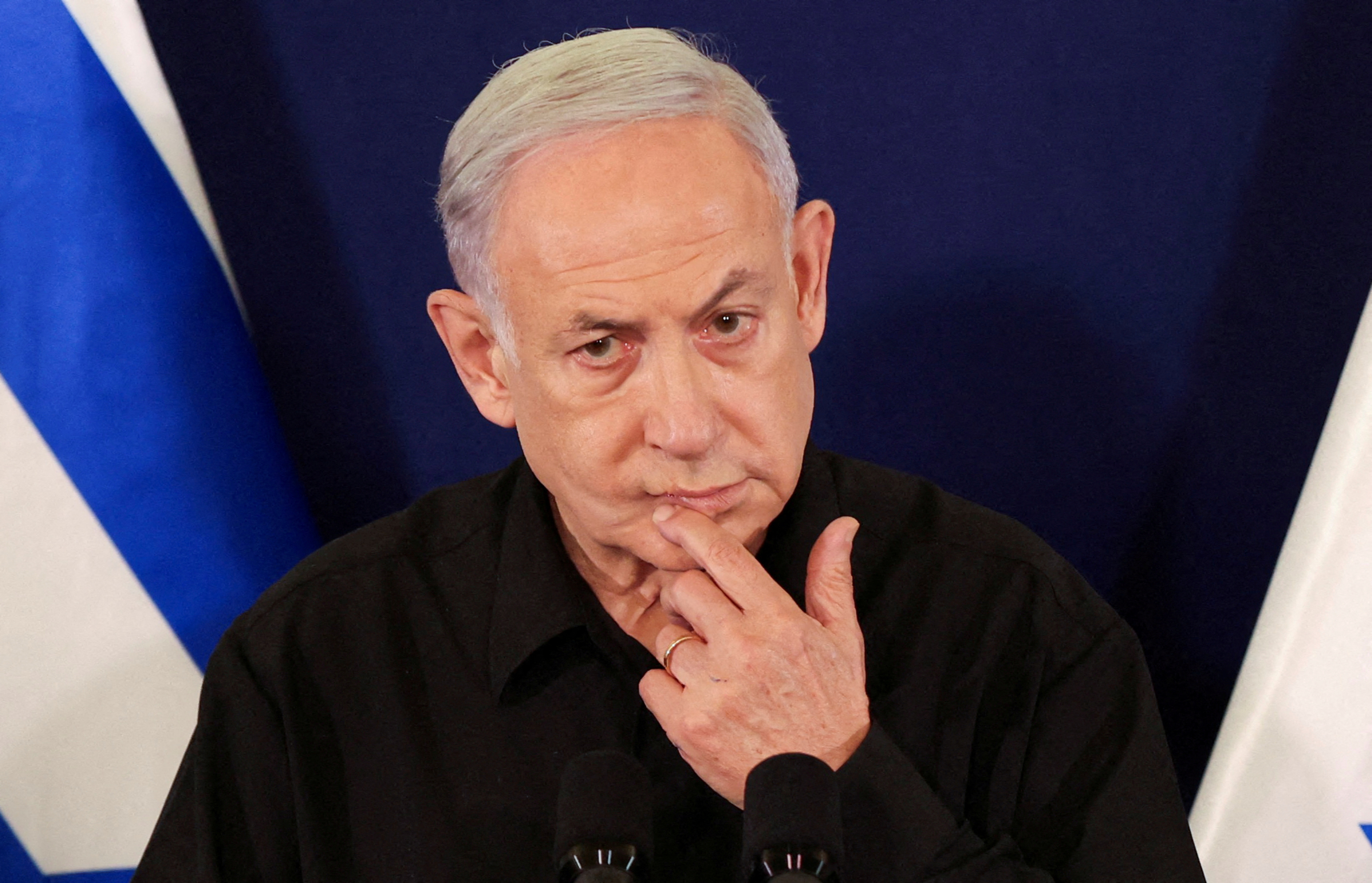 Israeli Prime Minister Netanyahu holds a press conference in Tel Aviv