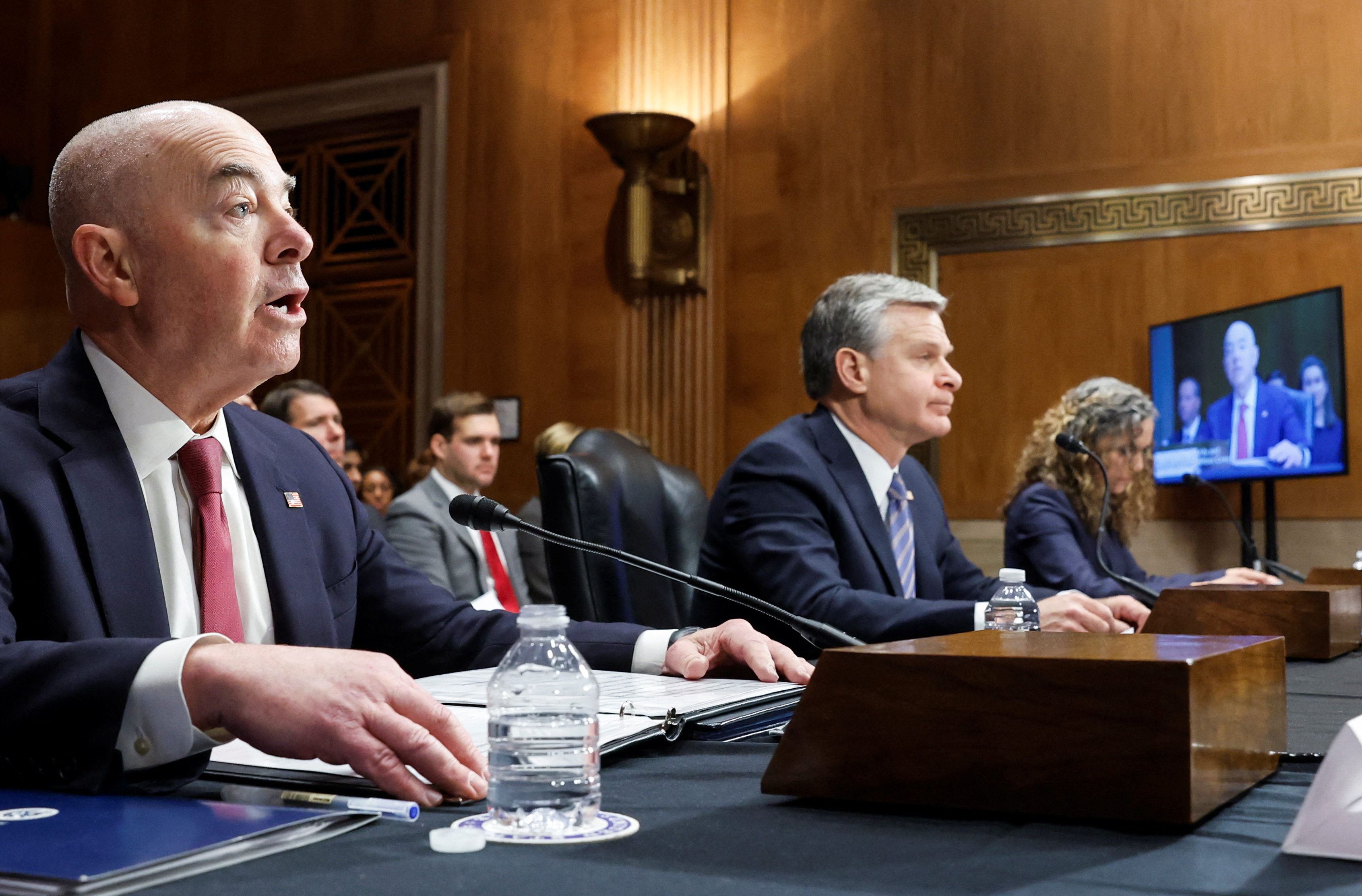 The Senate Homeland Security and Governmental Affairs Committee holds a hearing on threats against the United States at the Capitol in Washington