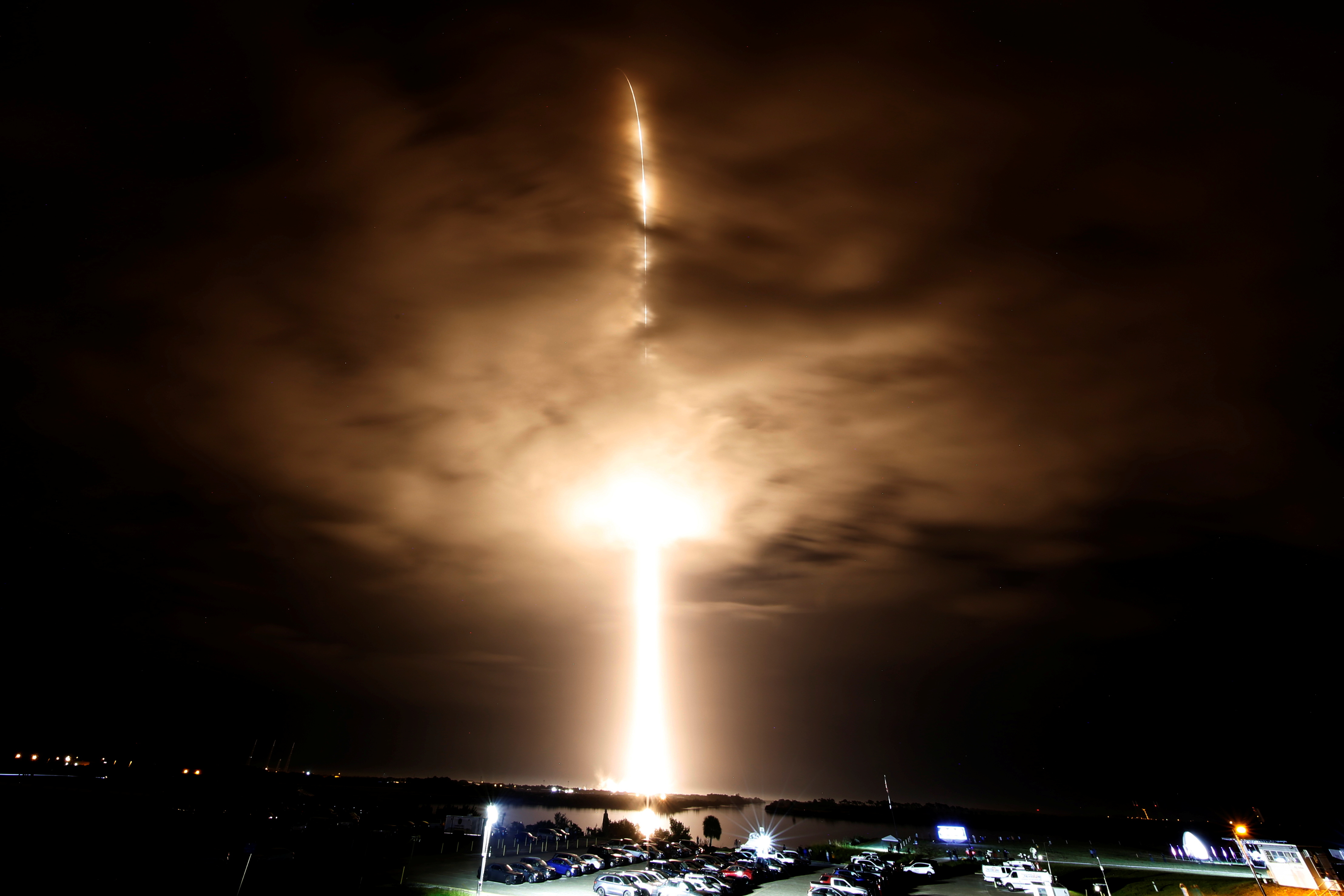 A SpaceX Falcon 9 rocket, with the Crew Dragon capsule, is launched carrying three NASA and one ESA astronauts on a mission to the International Space Station at the Kennedy Space Center in Cape Canaveral, Florida, U.S. November 10, 2021. REUTERS/Joe Skipper/File Photo