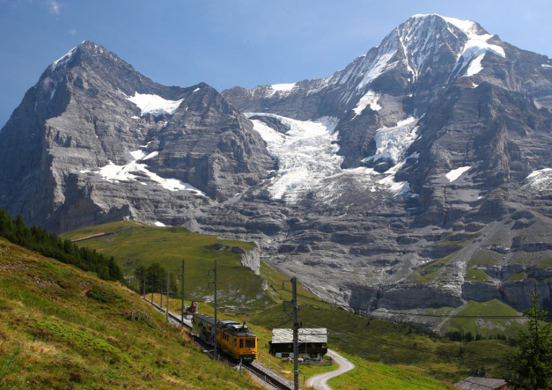 The Eiger, Guggi and Giesen Glaciers are pictured in Wengen