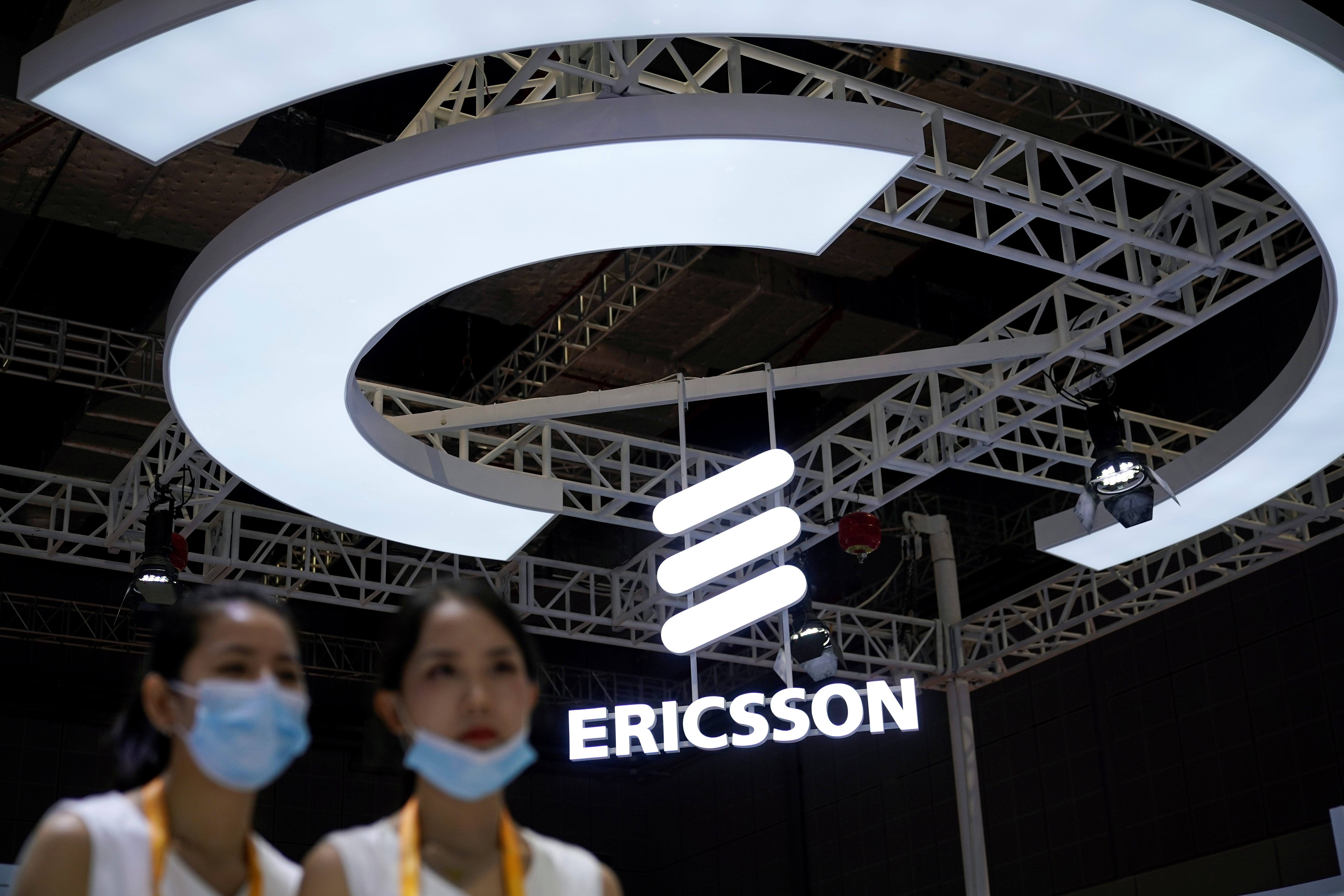 An Ericsson sign is seen at the third China International Import Expo (CIIE) in Shanghai