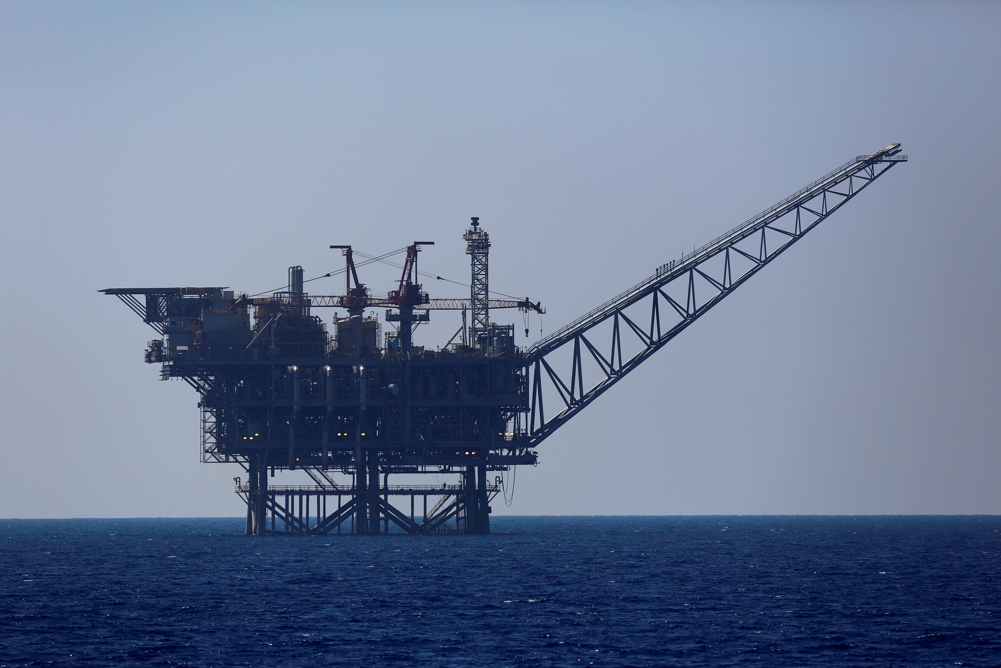 An Israeli gas platform is seen in the Mediterranean sea