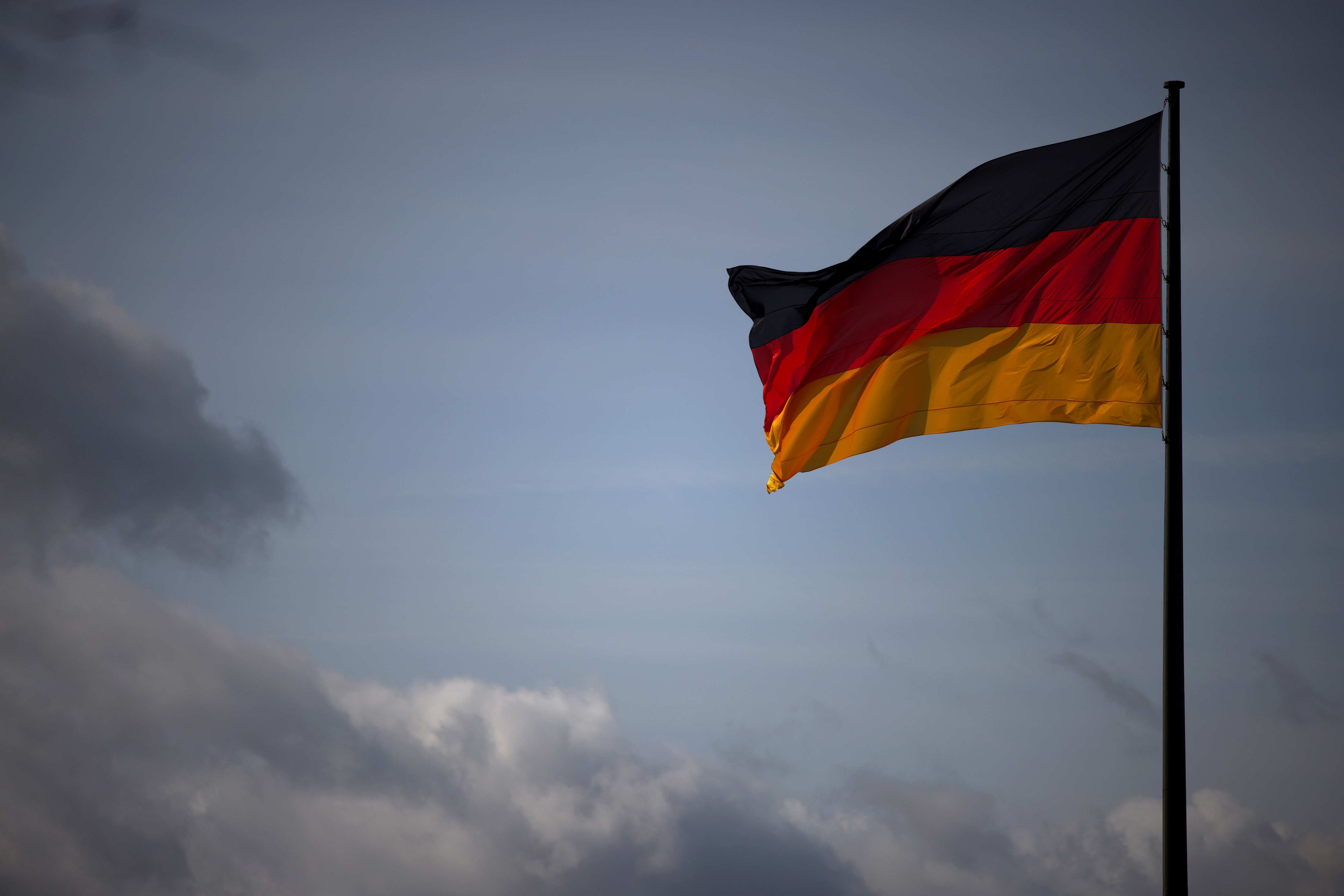 The German national flag flies in Berlin