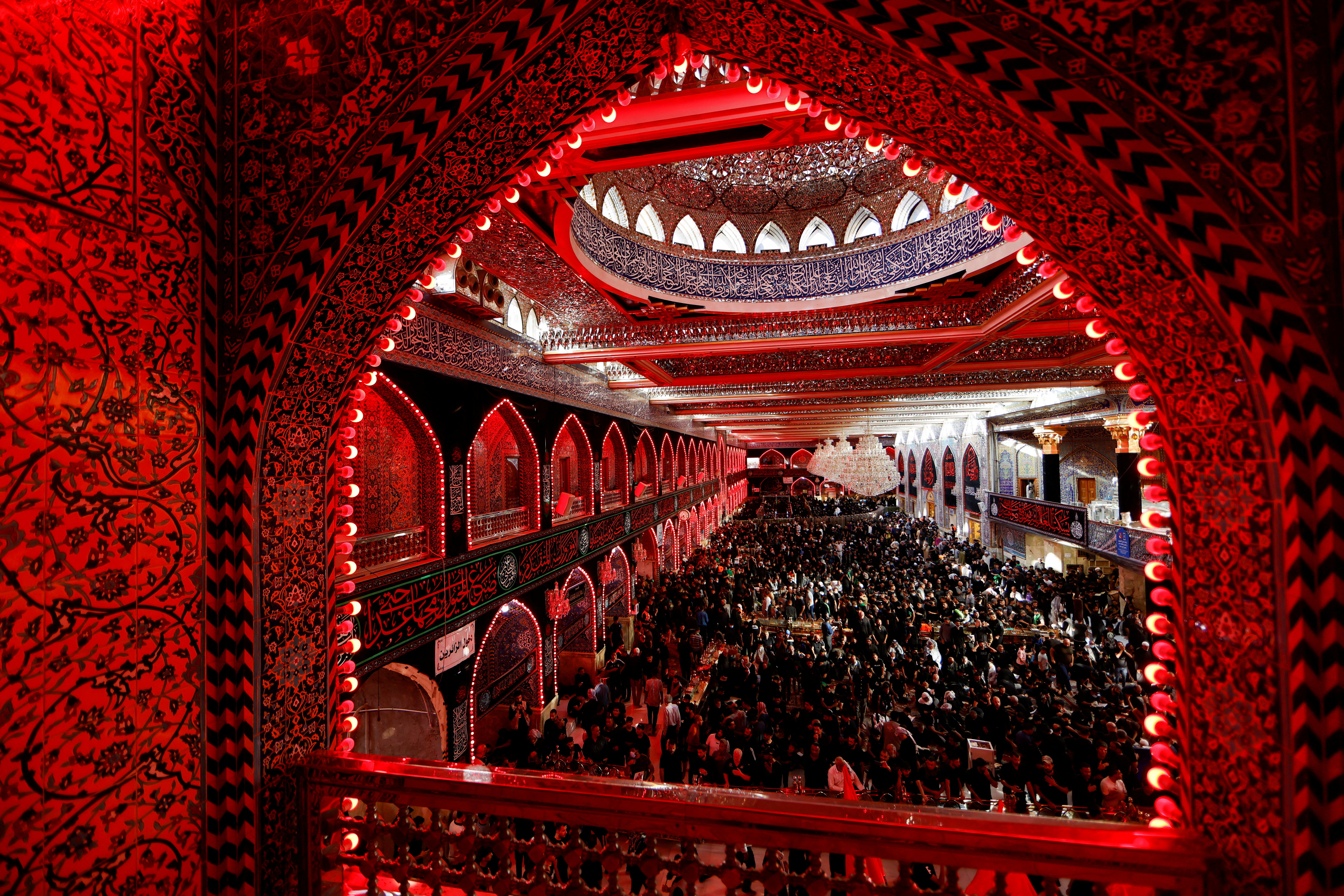Shi'ite Muslim pilgrims take part in a mourning ceremony, ahead of the holy Shi'ite ritual of Arbaeen, in Kerbala