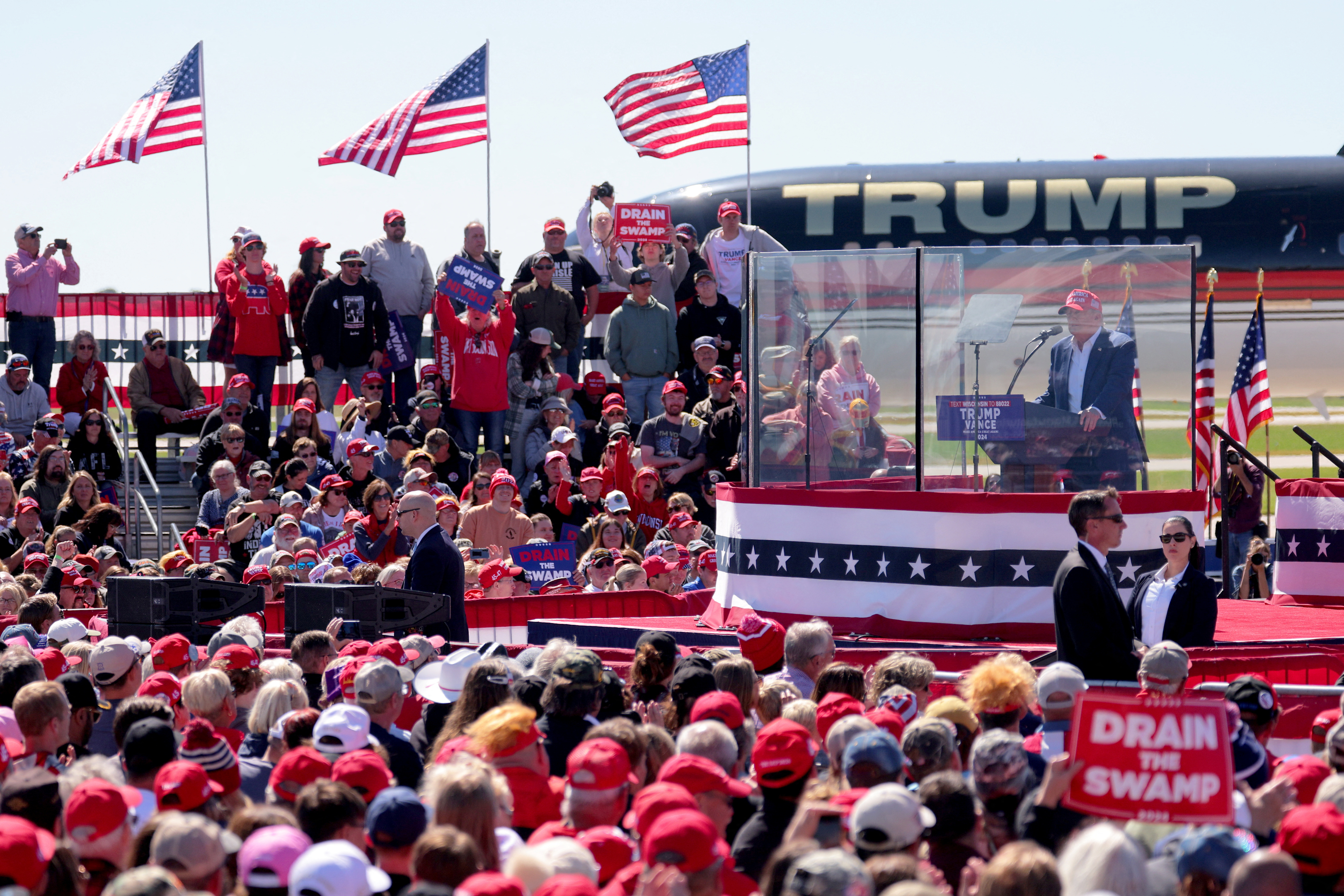 Republican presidential nominee Donald Trump holds a rally in Mosinee