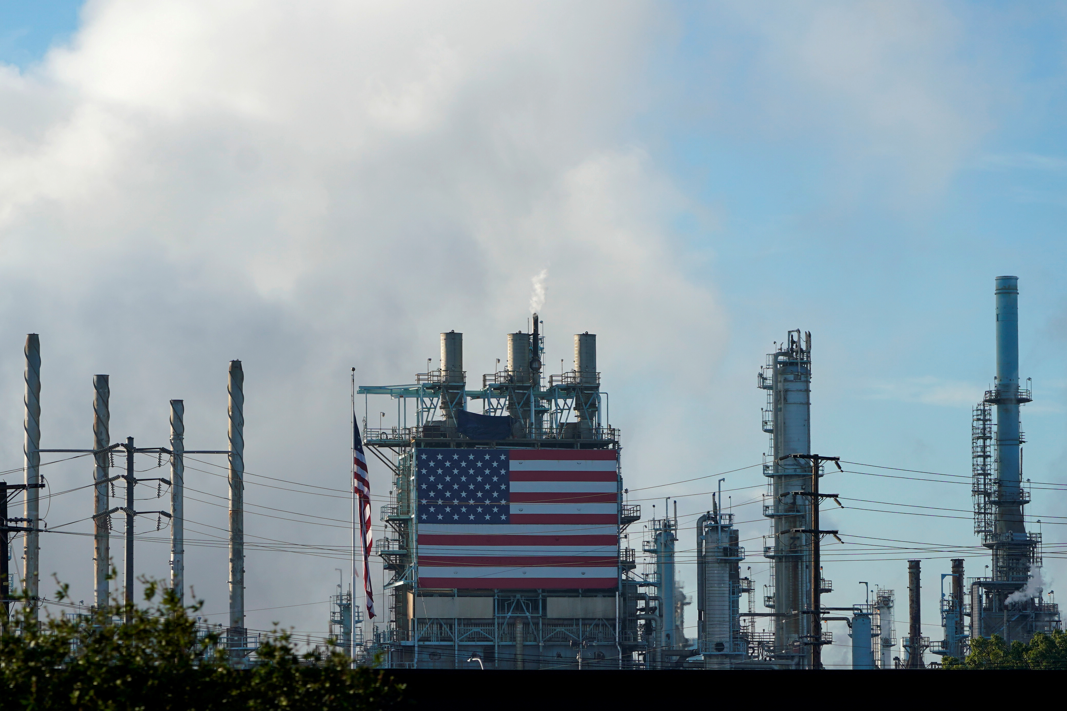 General view of the Marathon petroleum refinery in Carson, California