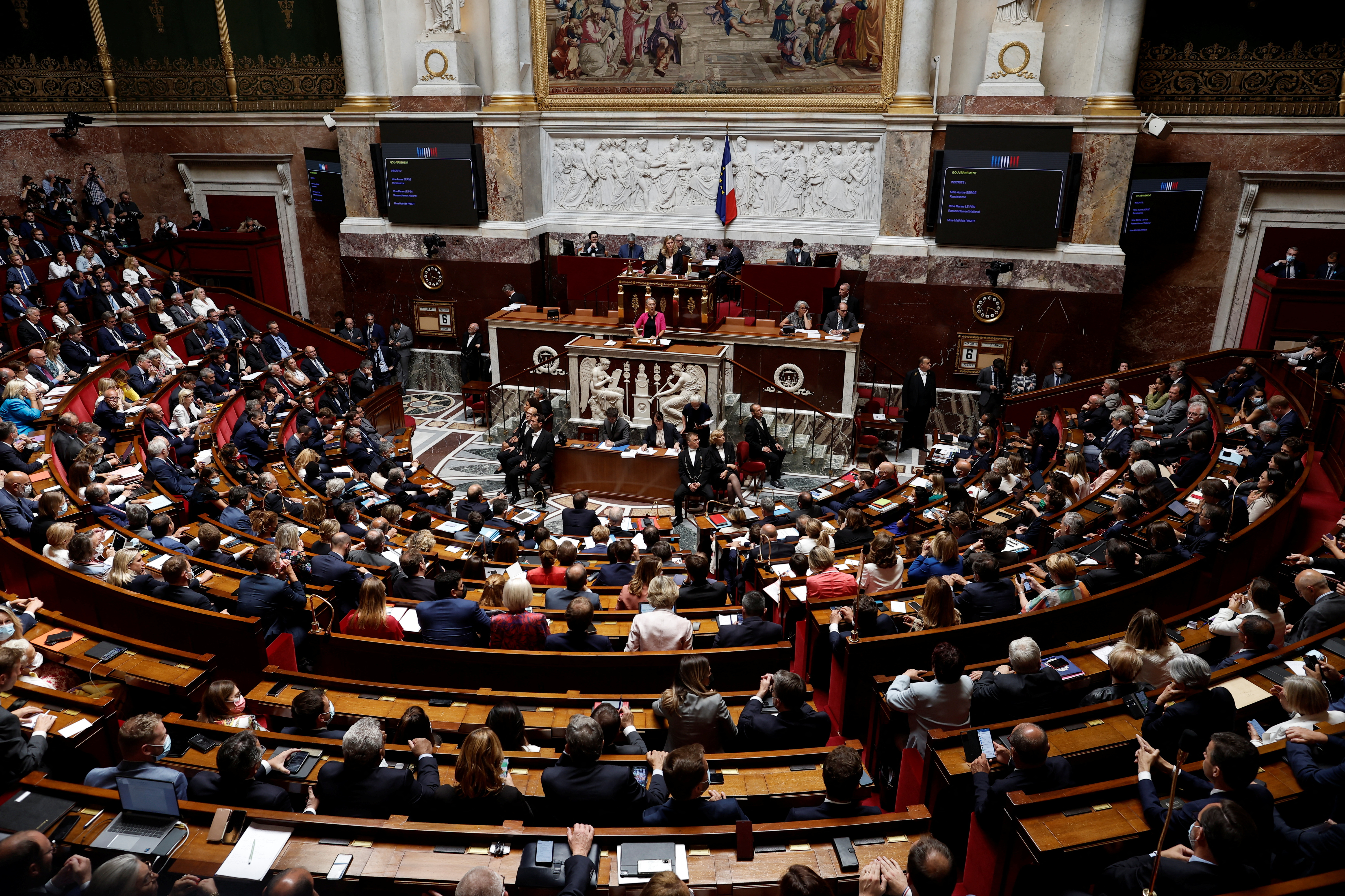 French PM Borne presents her government's programme at the National Assembly in Paris