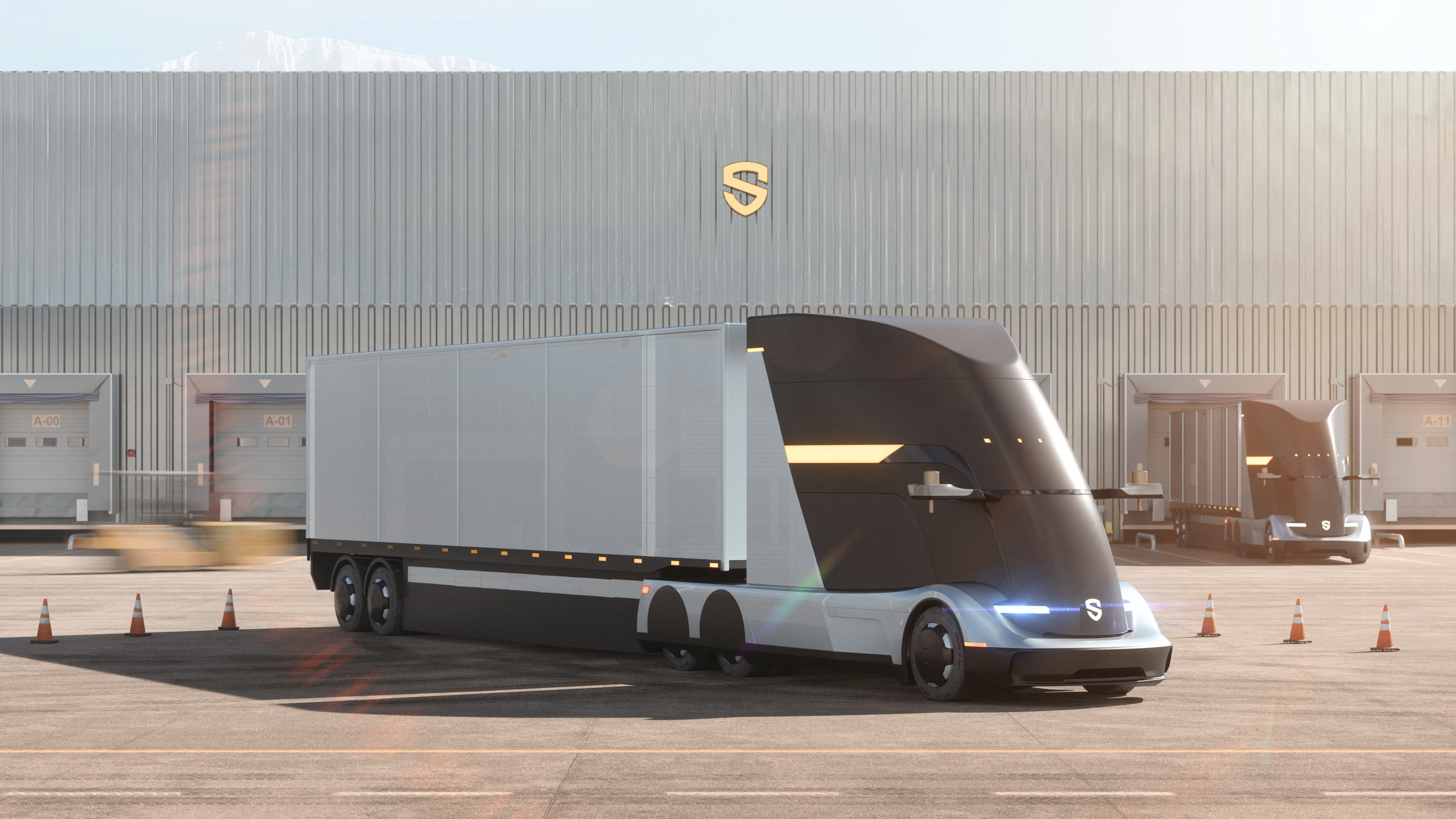 A handout image of Solo AVT's SD1 battery-electric, long-haul truck